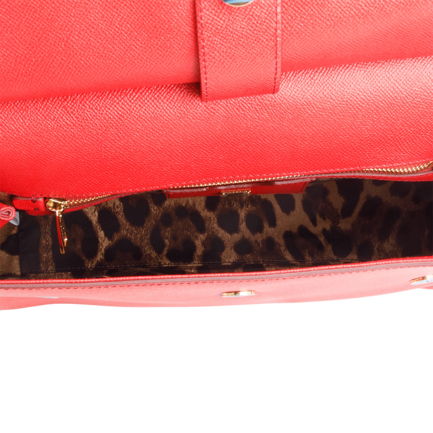 Dolce & Gabanna Red Dauphine Calfskin Leather Large Miss Sicily Handbag w/ Strap