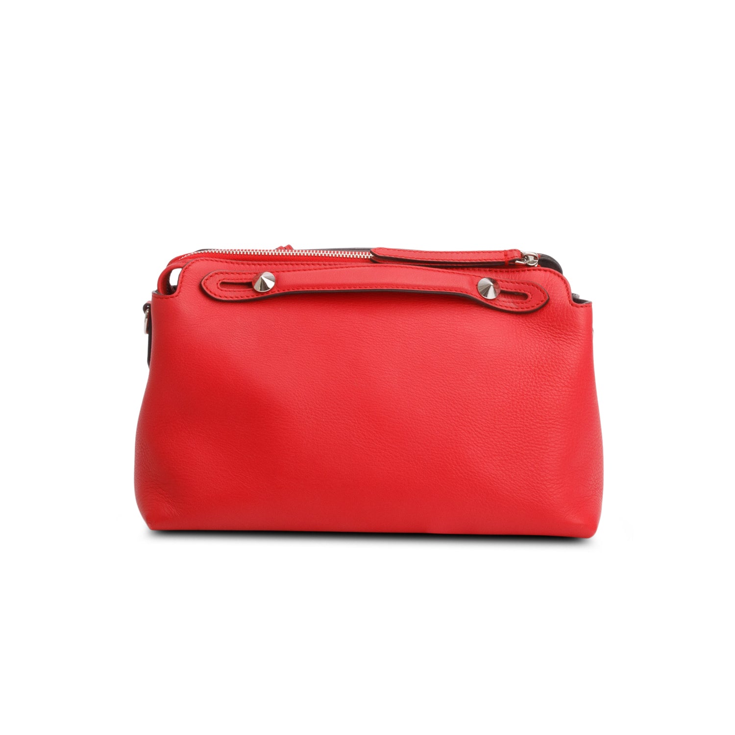 Fendi Red Vitello Dolce Medium By the Way Flower Boston Bag w/ Strap