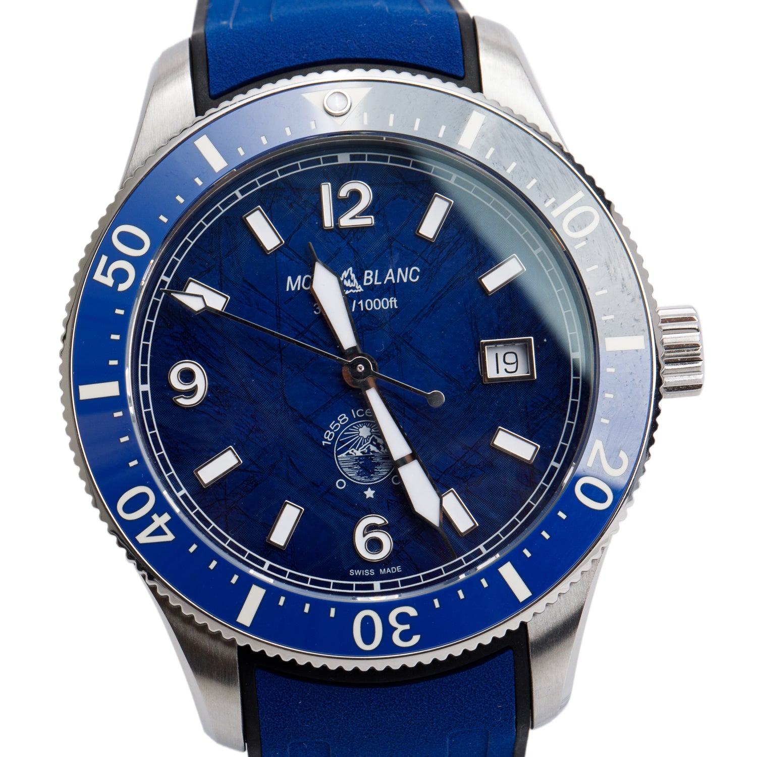Montblanc Stainless Steel Iced Sea 41 MM Automatic Watch Blue Dial 7578