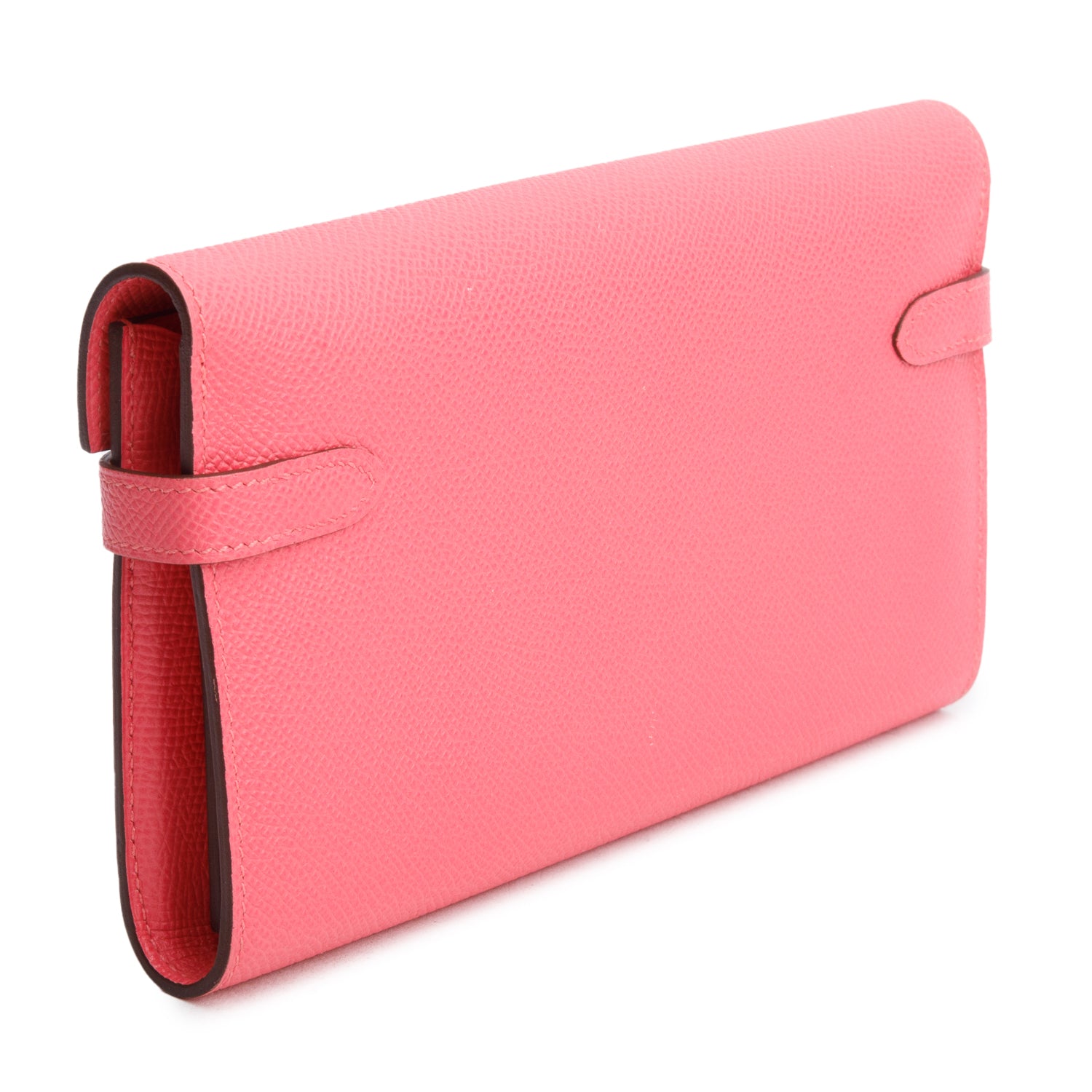 Hermes Rose Azalee Epsom Leather Classic Kelly Longue Wallet w/ Box