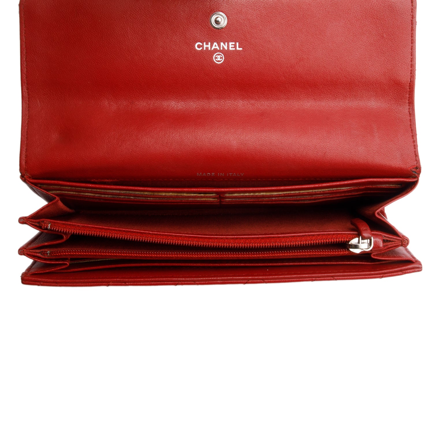 Chanel Red Lambskin Quilted Large Flap Wallet w/ Box