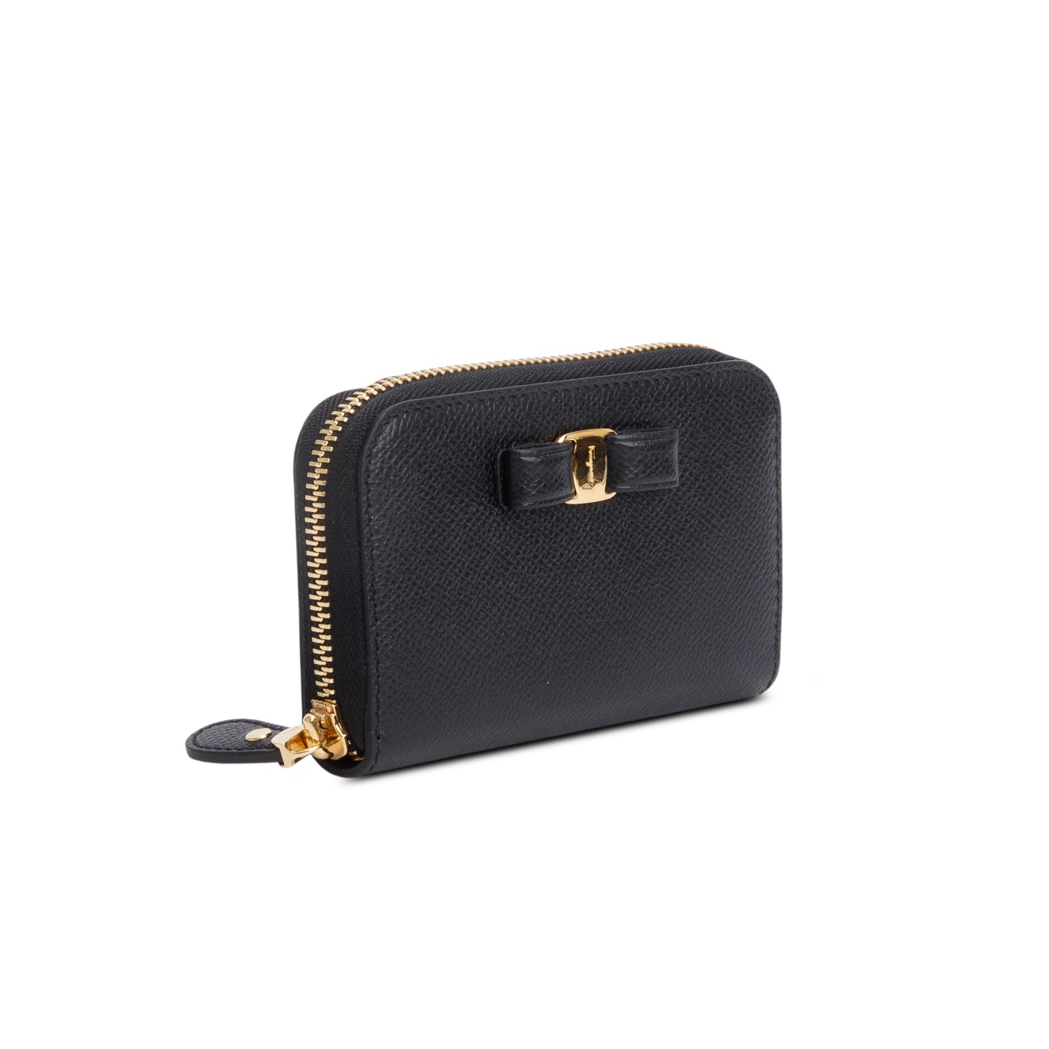 Salvatore Ferrramo Black Vara Bow Card Holder w/ Box