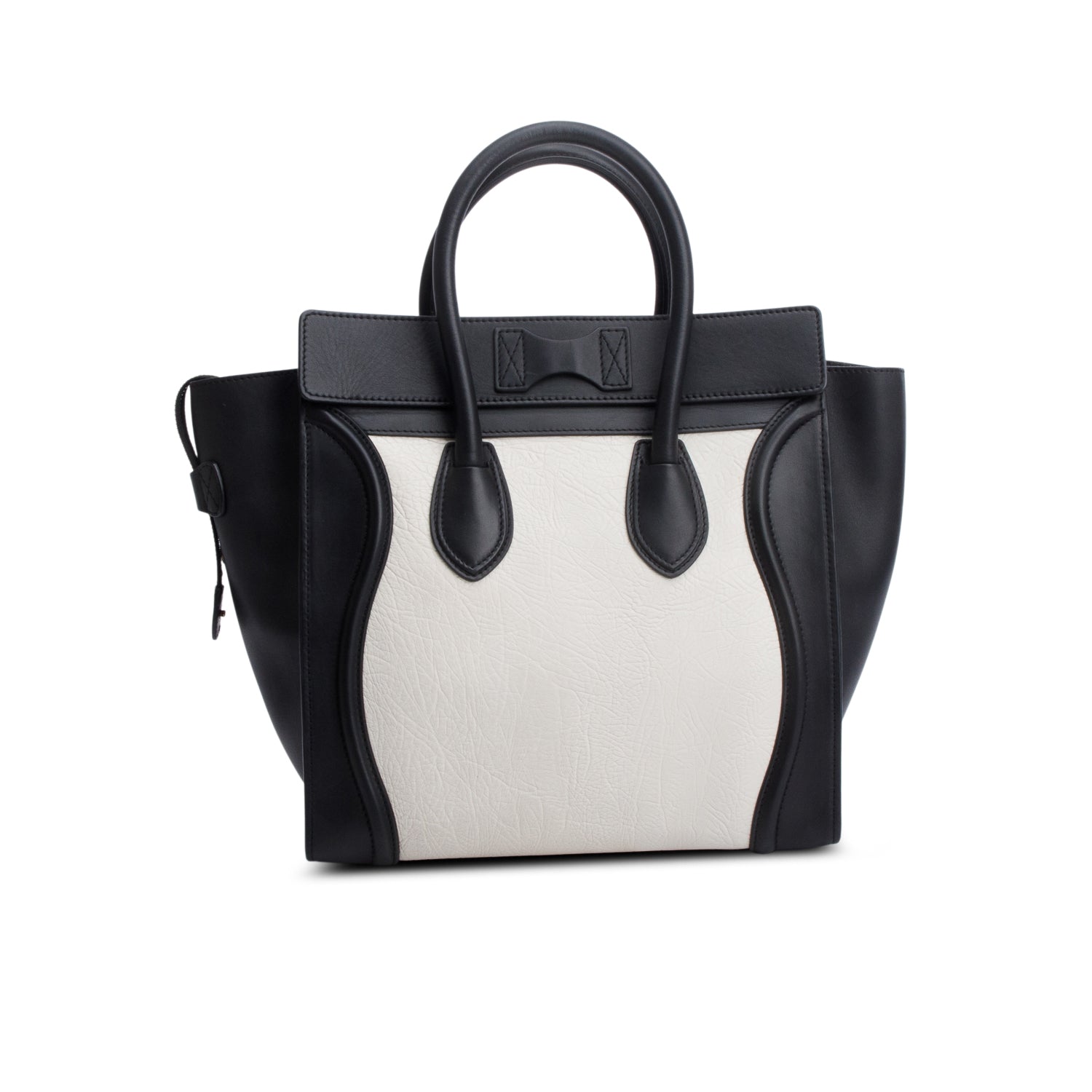 Celine Black/White Smooth Calfskin Leather Mini Luggage Tote