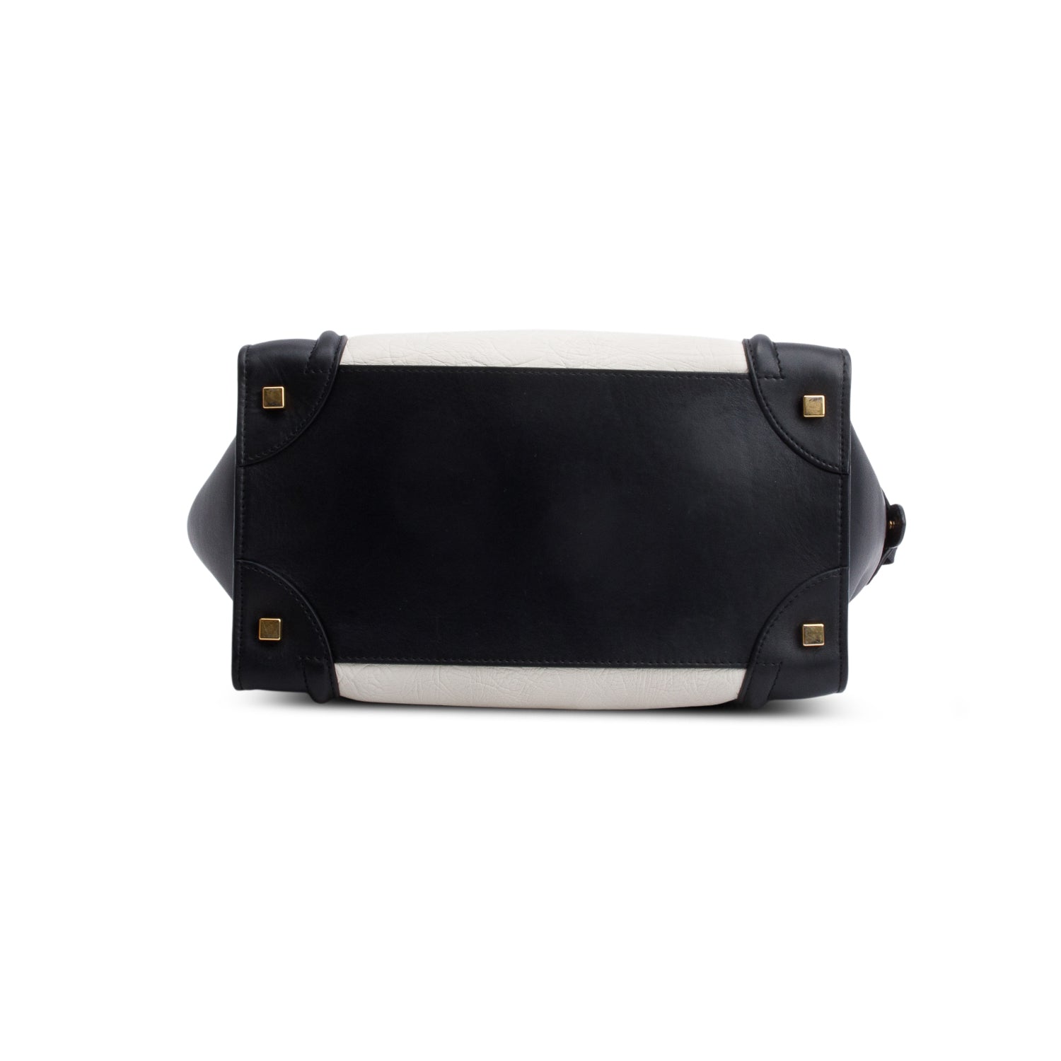 Celine Black/White Smooth Calfskin Leather Mini Luggage Tote