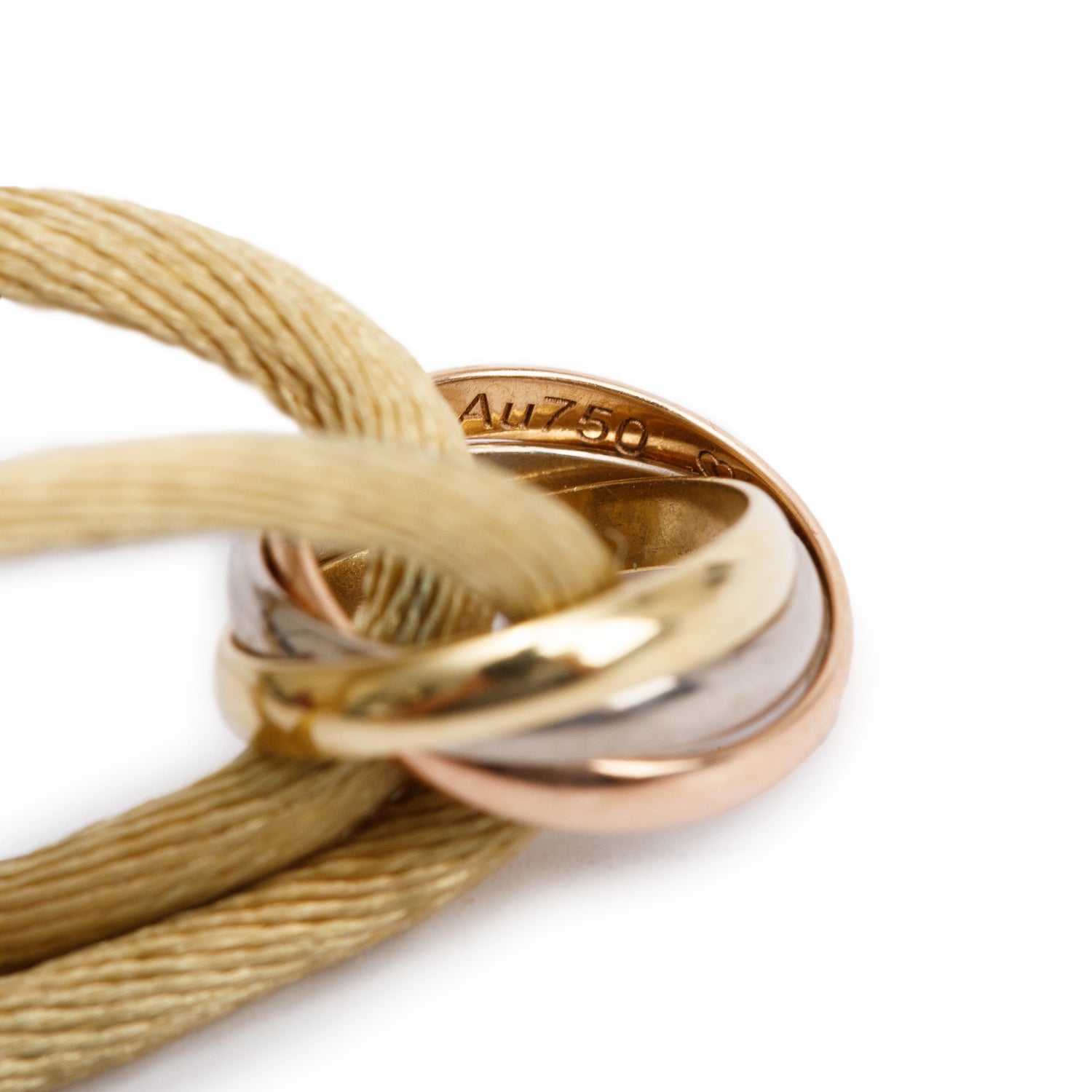 Cartier 2021 18k White, Yellow & Rose Gold Trinity Beige Cord Bracelet w/ Certificate