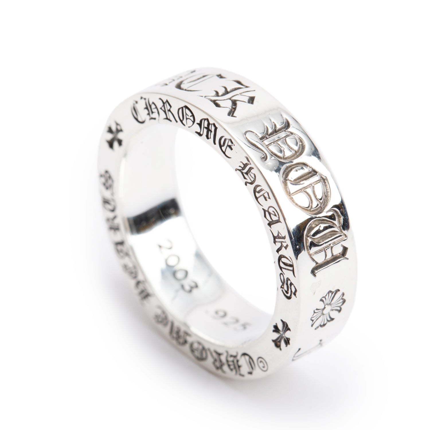 Chrome Hearts Sterling Silver 'F**k You' Spacer 6 MM Band Ring, Size 8