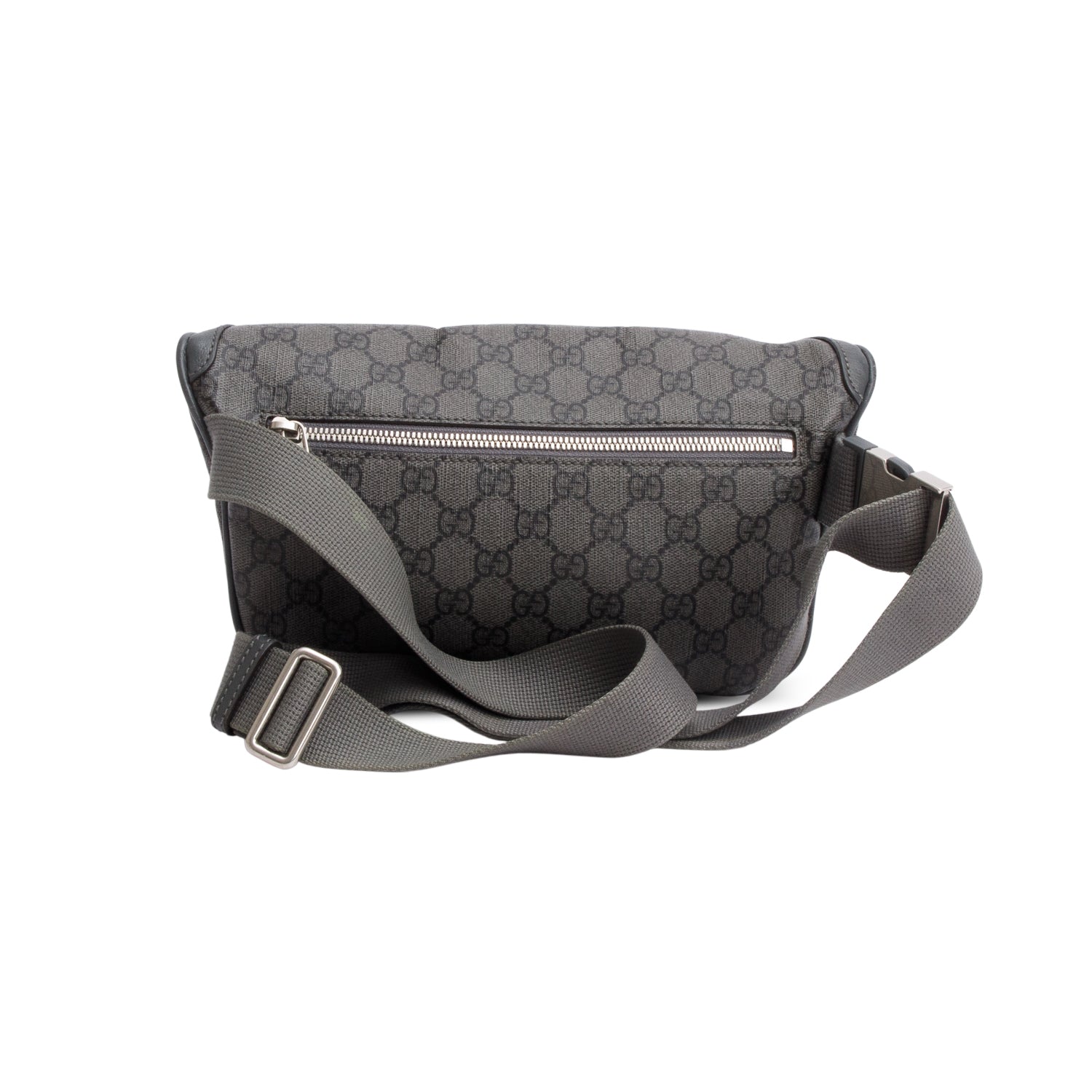 Gucci Grey GG Supreme Monogram Textured Calfskin Ophidia Medium Belt Bag