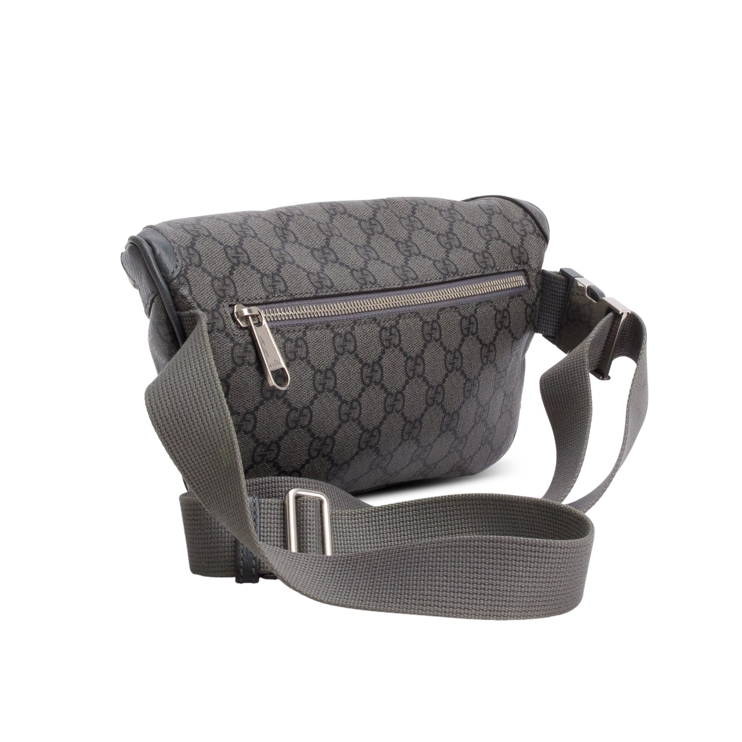 Gucci Grey GG Supreme Monogram Textured Calfskin Ophidia Medium Belt Bag