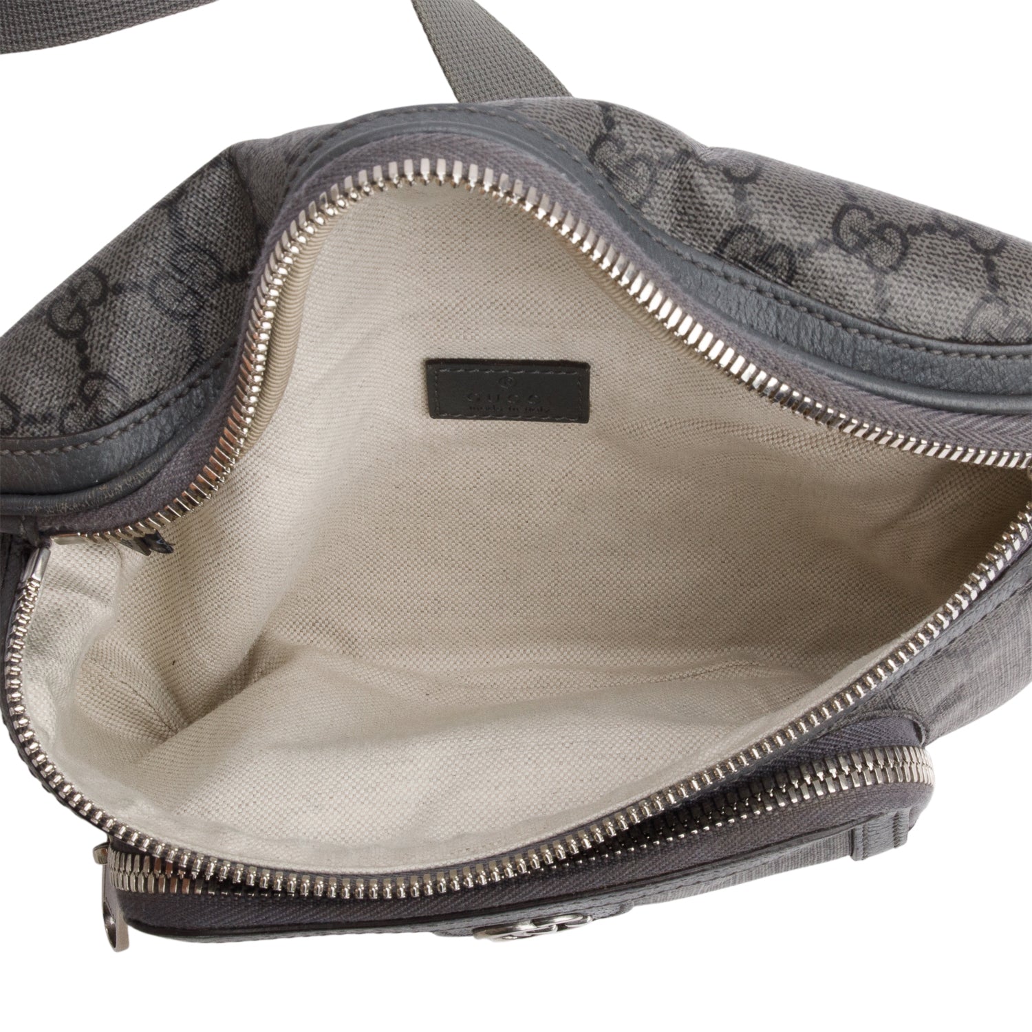 Gucci Grey GG Supreme Monogram Textured Calfskin Ophidia Medium Belt Bag