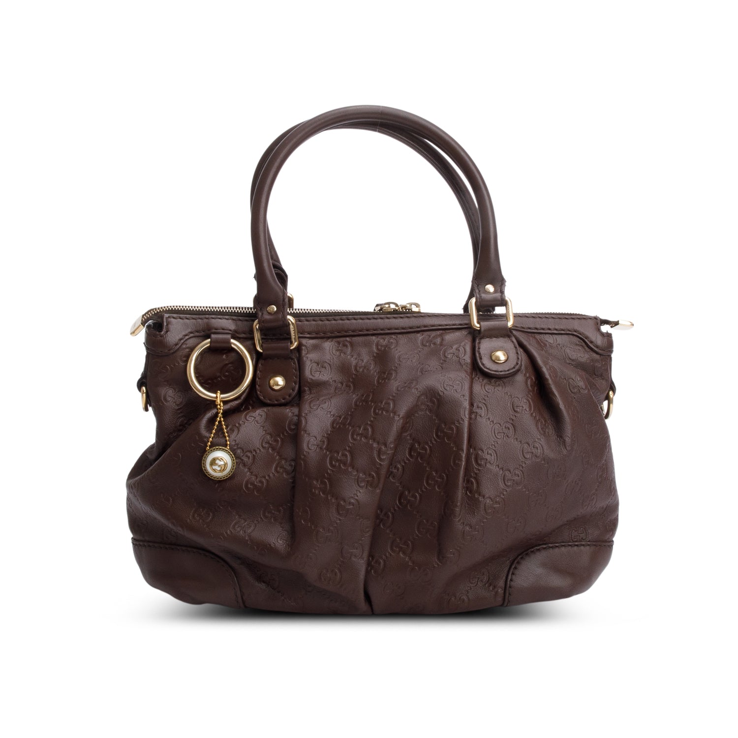 Gucci Brown Signature Leather Medium Sukey Tote w/ Strap