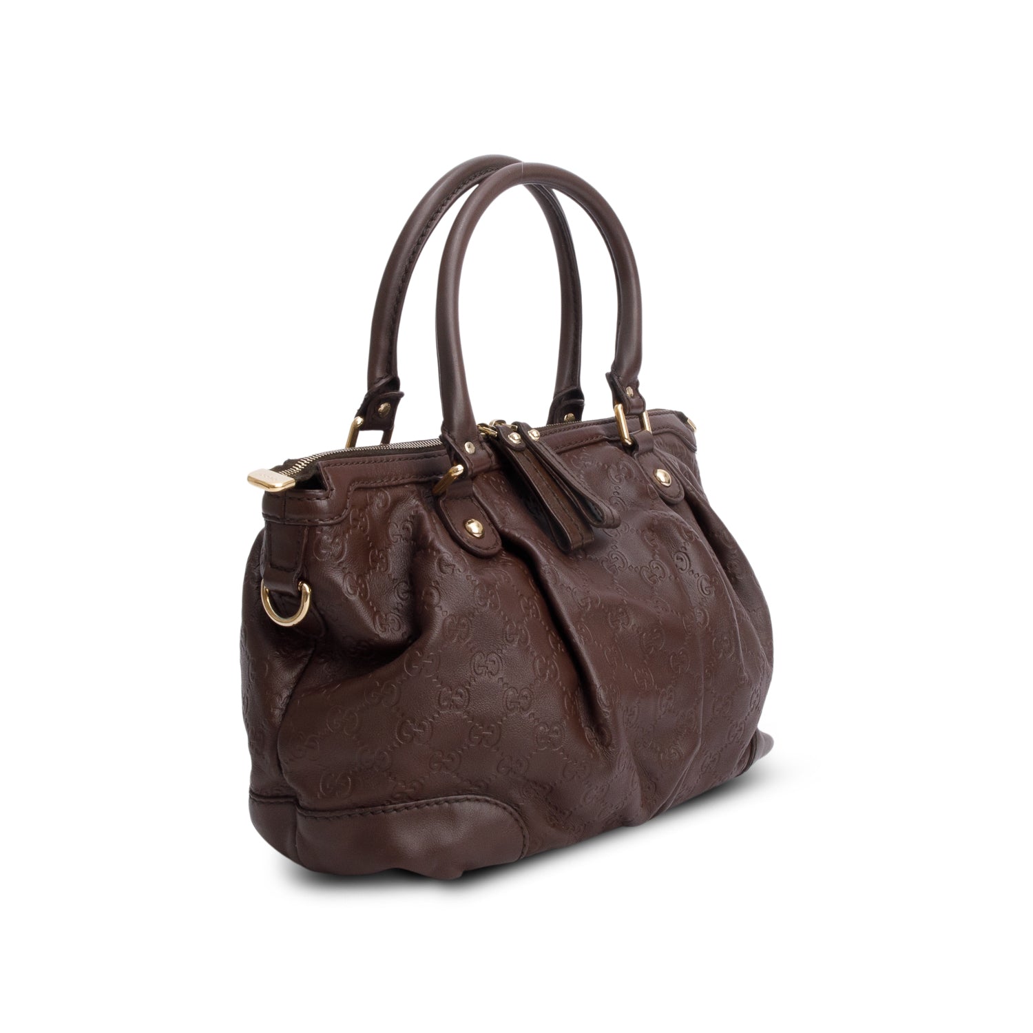 Gucci Brown Signature Leather Medium Sukey Tote w/ Strap