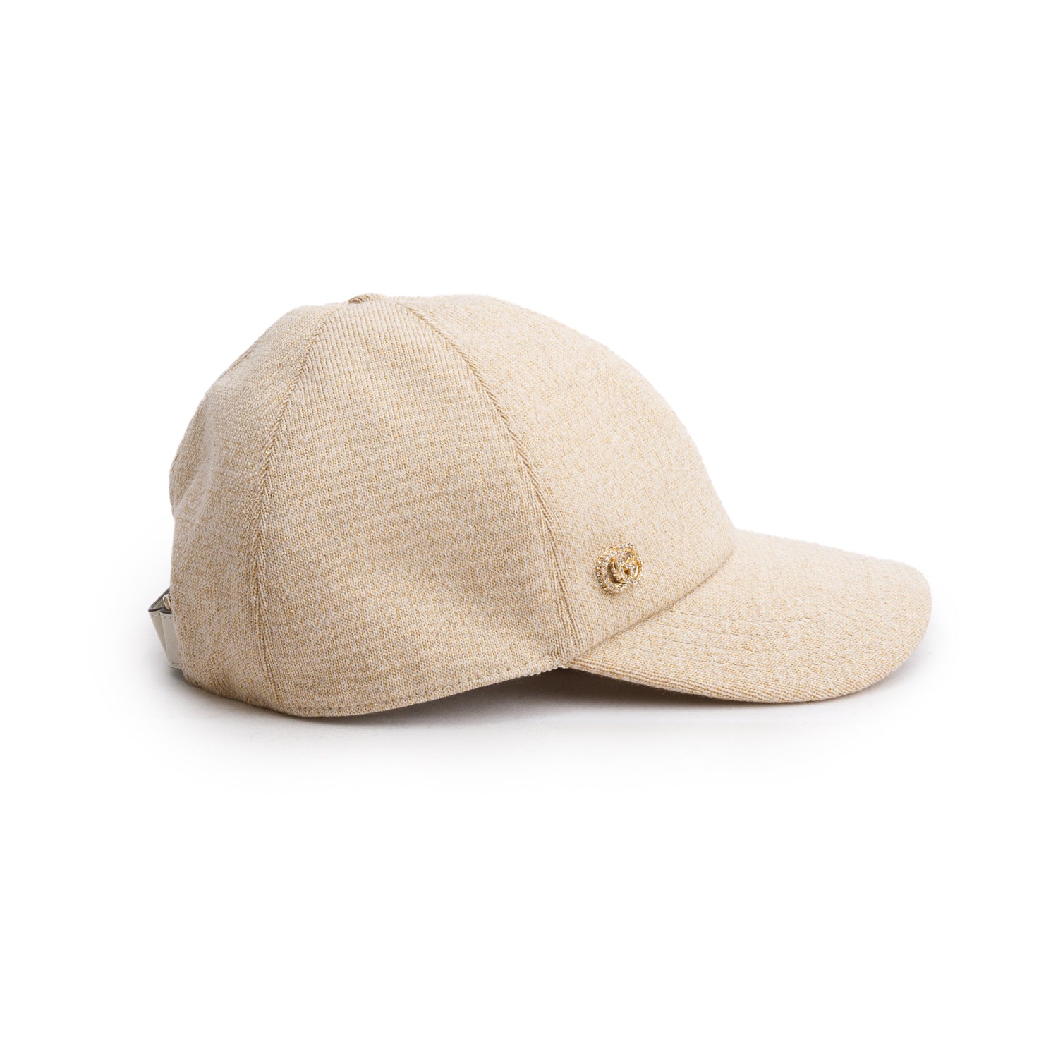 Gucci Cream Wool Lamé Crystal GG Baseball Cap, Size L 58 w/ Box