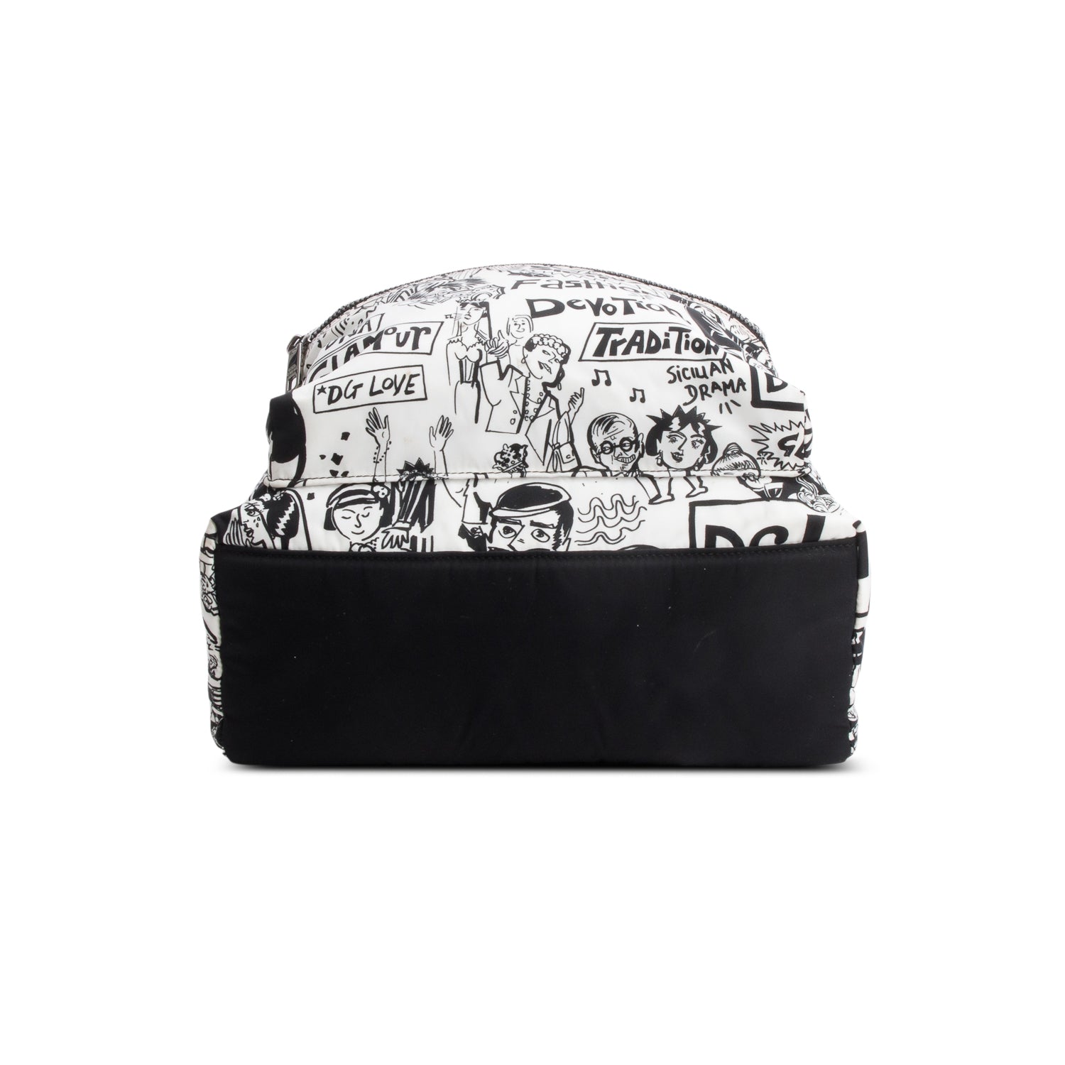 Dolce & Gabbana Black White Nylon Illustrated Backpack