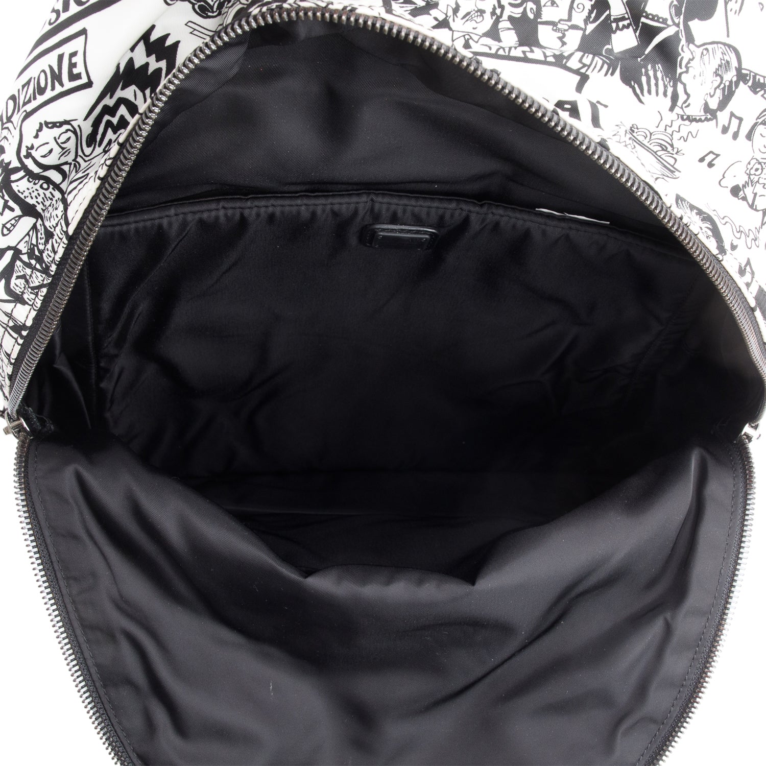 Dolce & Gabbana Black White Nylon Illustrated Backpack
