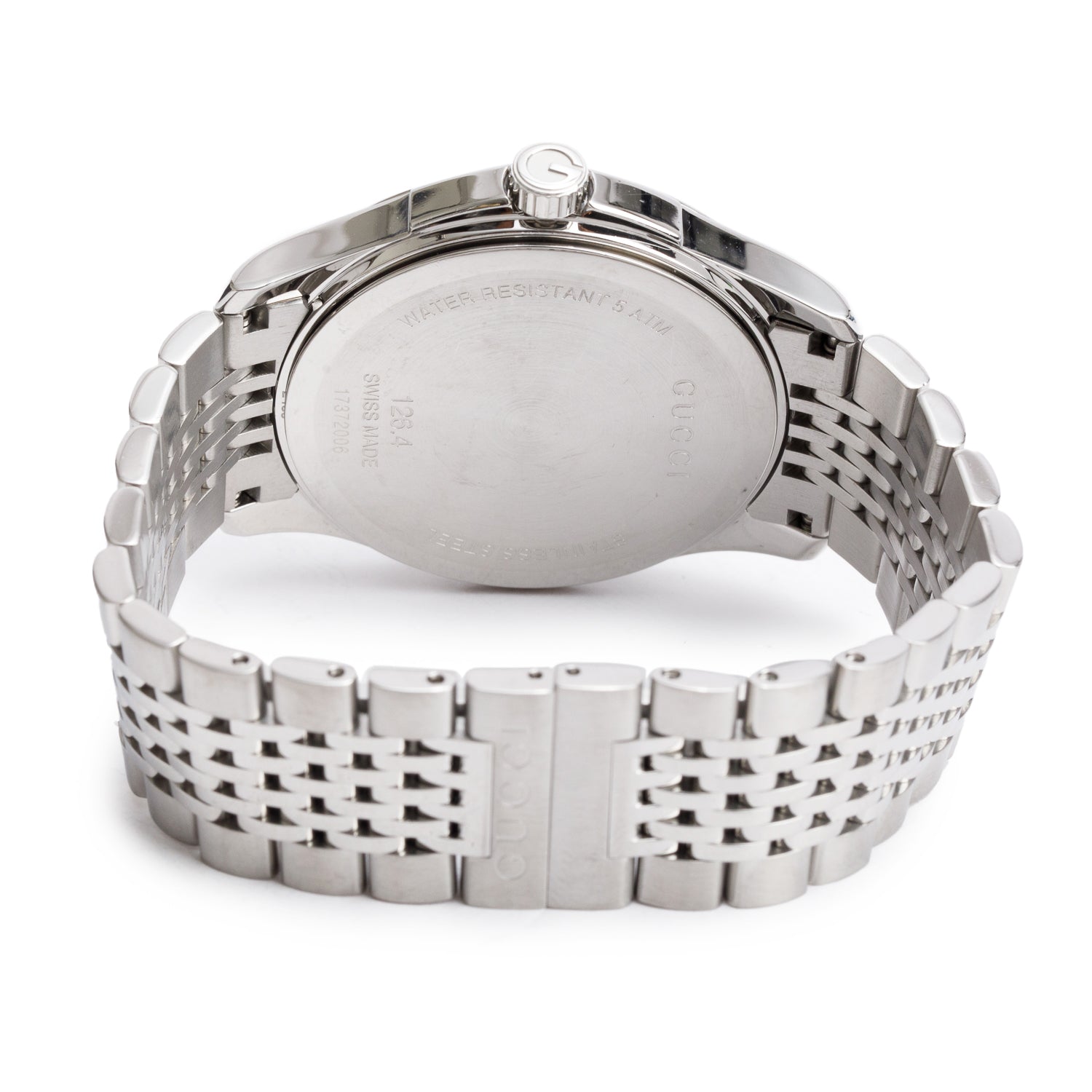 Gucci Stainless Steel G-Timeless 38 MM Quartz Watch Black Diamond Dial YA126405 w/ Box