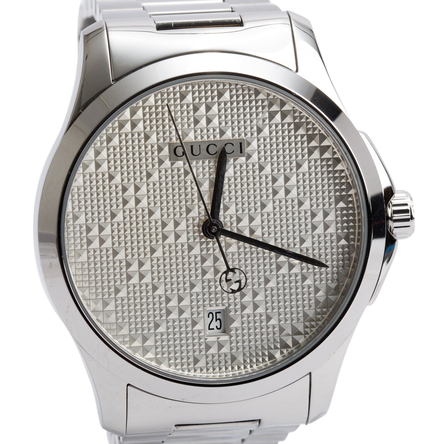 Gucci Stainless Steel G-Timeless 38 MM Quartz Watch Silver Dial YA126459 w/ Box