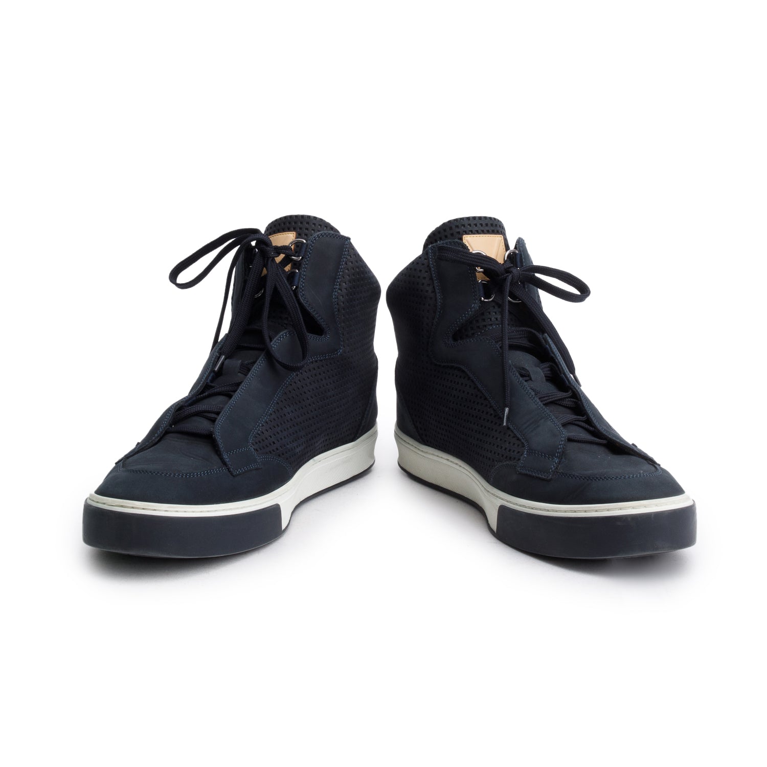 Louis Vuitton Navy Leather Speaker High Top Sneakers, Men's 8.5 w/ Box & Receipt