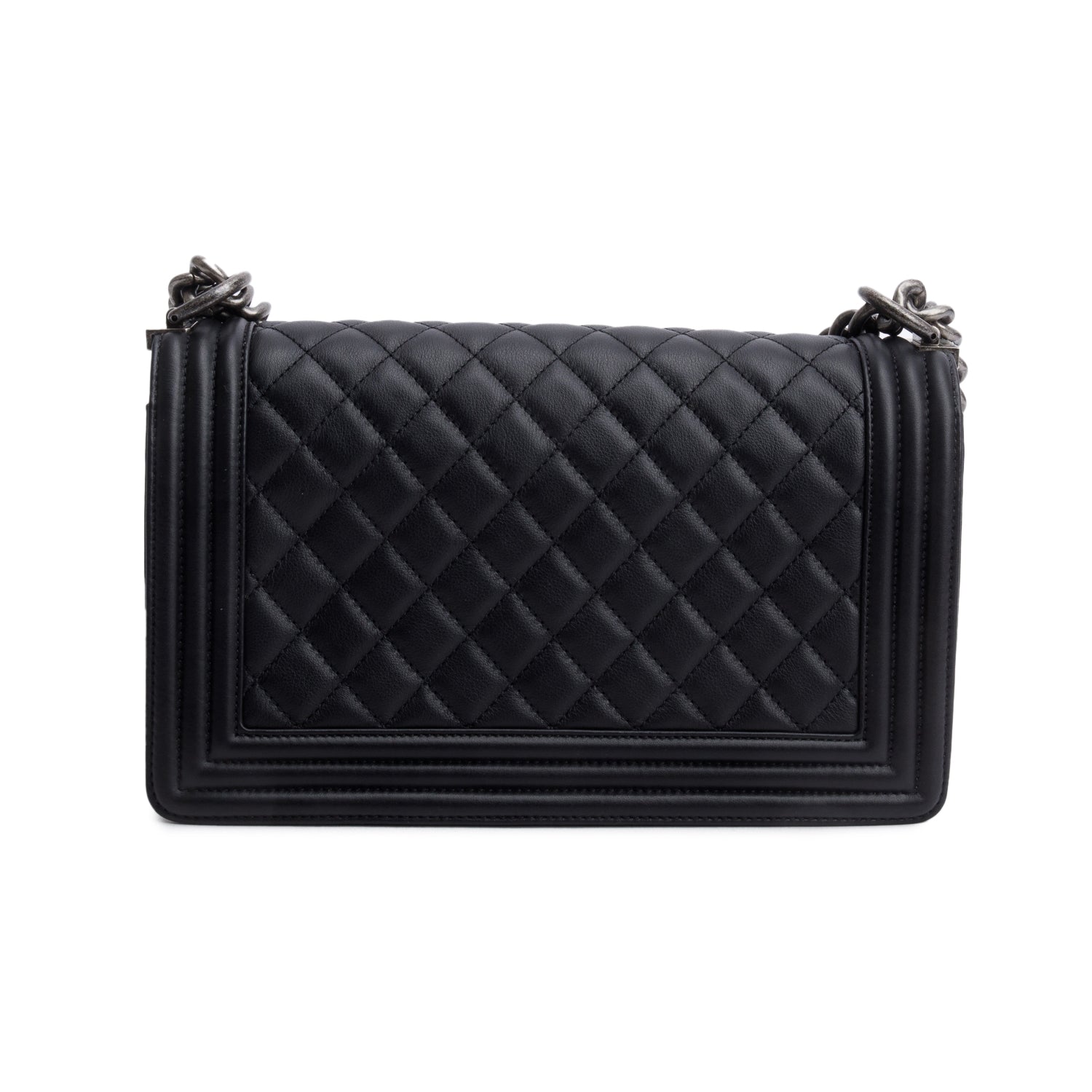 Chanel 2021 Black Quilted Lambskin Leather Medium Boy Bag w/ Box, Authenticity Card & Receipt