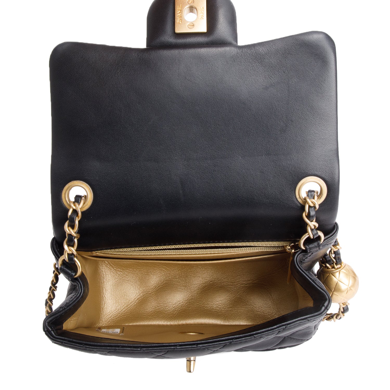 Chanel 2020 Black Quilted Lambskin Pearl Crush Square Mini Flap Bag w/ Authenticity Card