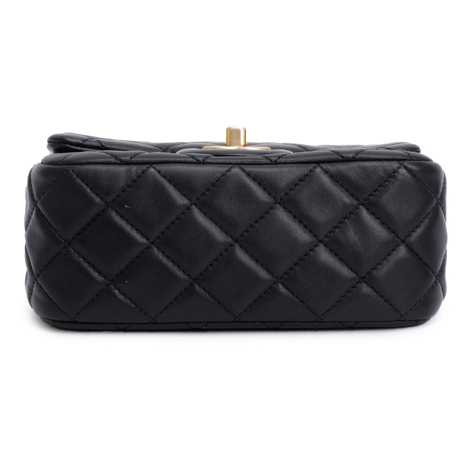 Chanel 2020 Black Quilted Lambskin Pearl Crush Square Mini Flap Bag w/ Authenticity Card