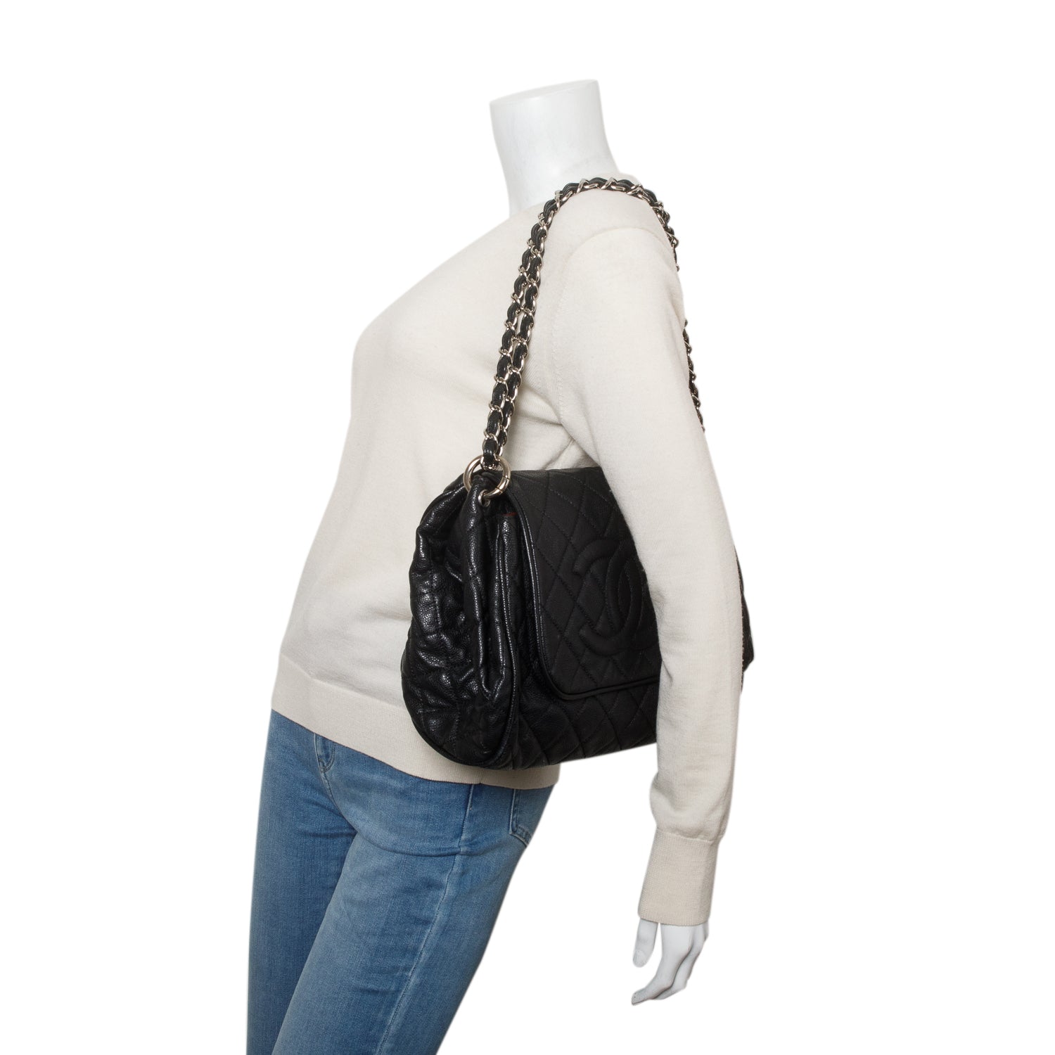 Chanel Black Caviar Quilted Leather Timeless Accordion Flap Bag