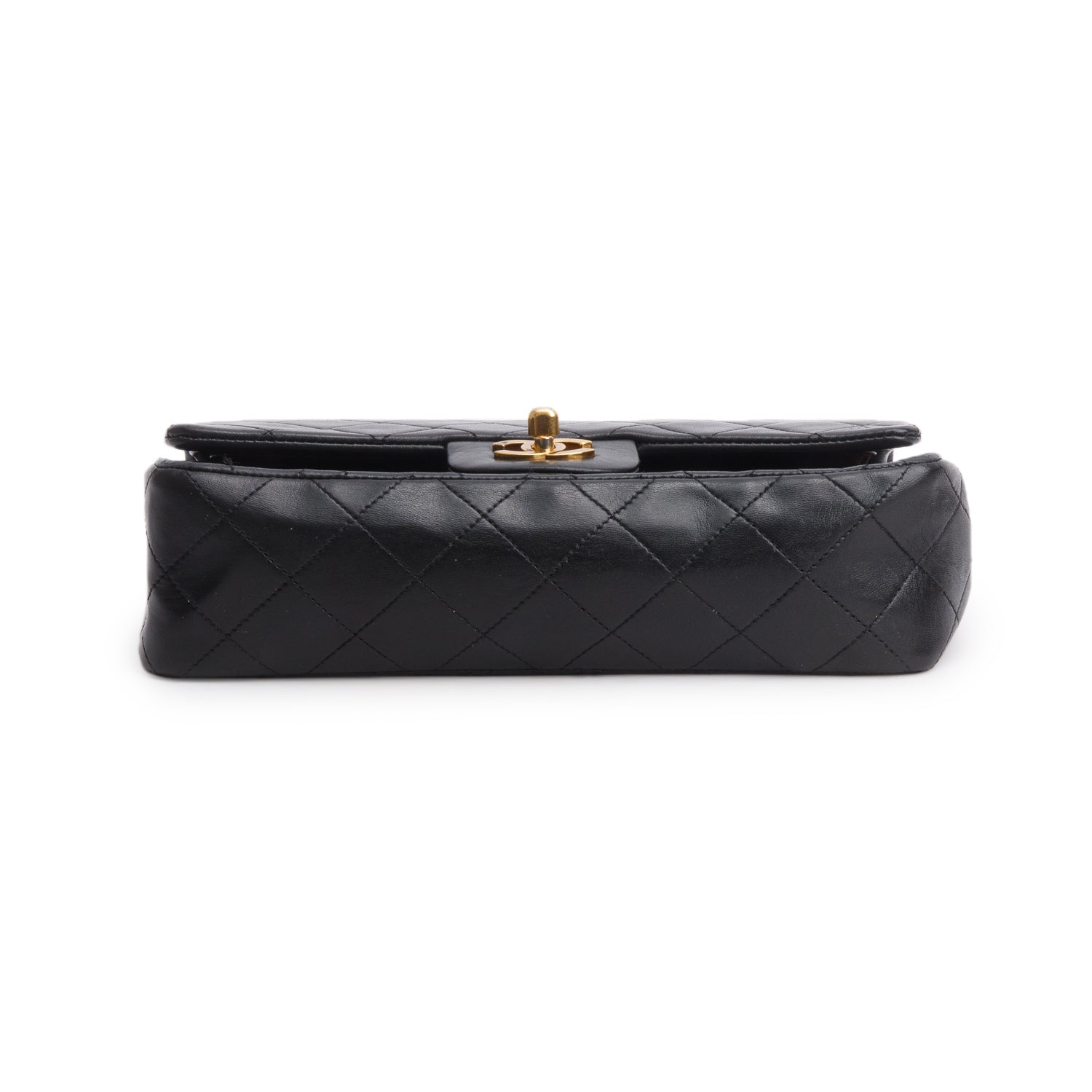 Chanel Vintage Black Lambskin Quilted Small Double Flap Bag w/ Box