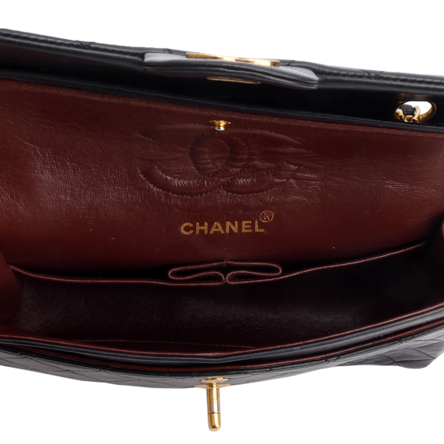 Chanel Vintage Black Lambskin Quilted Small Double Flap Bag w/ Box
