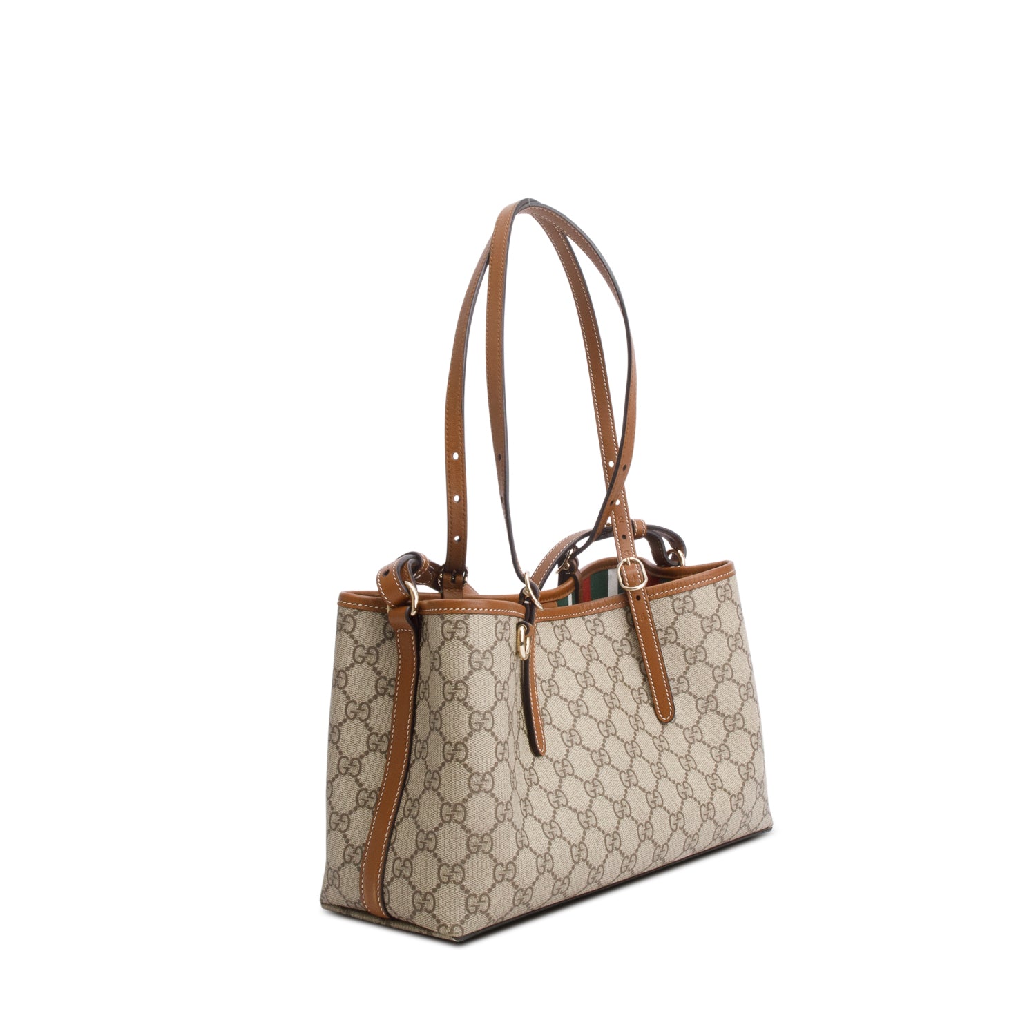 Gucci GG Supreme Monogram Emblem Medium Tote Bag w/ Strap