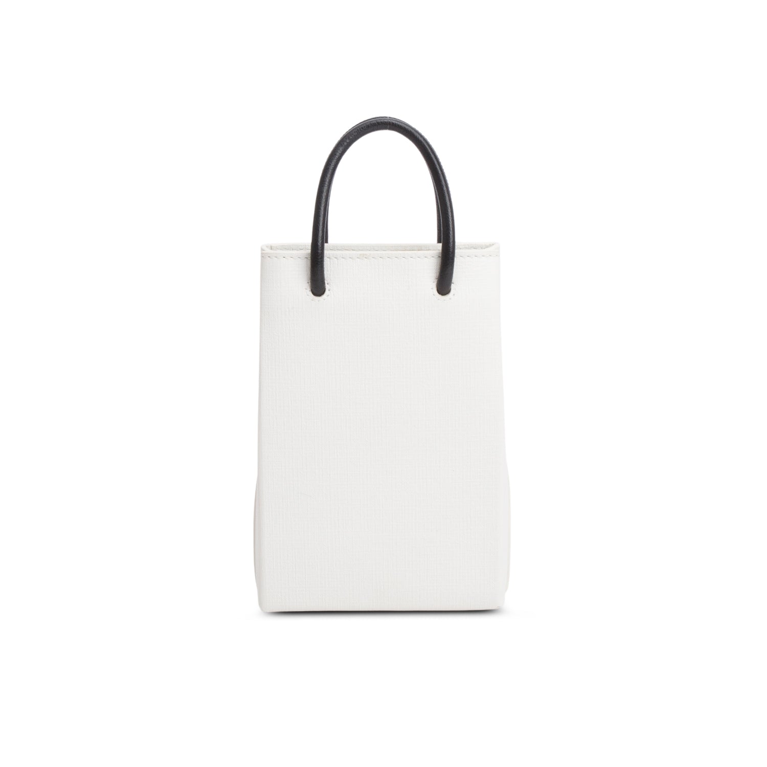 Balenciaga White Squared Calfskin Logo Shopping Phone Holder Bag
