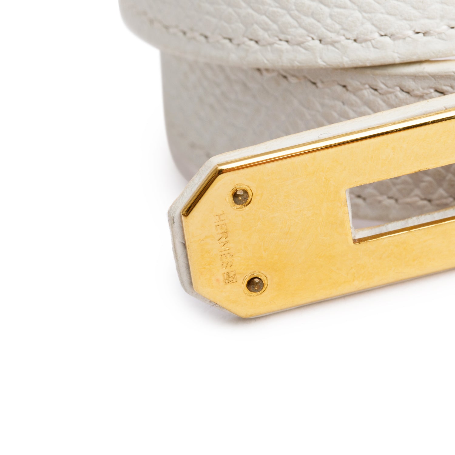 Hermes Gold Plated White Calfskin Kelly Double Tour Bracelet