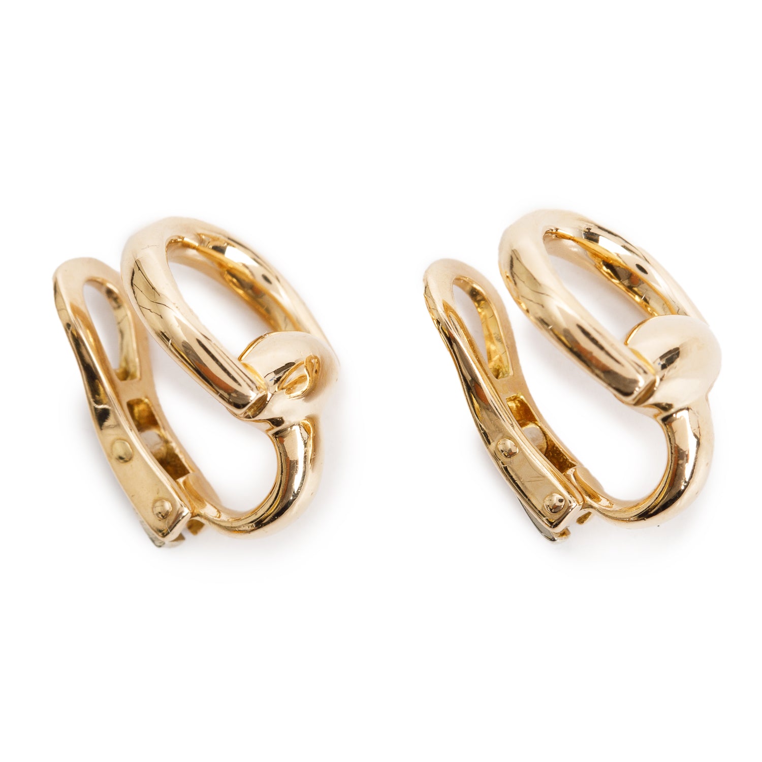 Gucci 18k Yellow Gold Horsebit Clip On Earrings