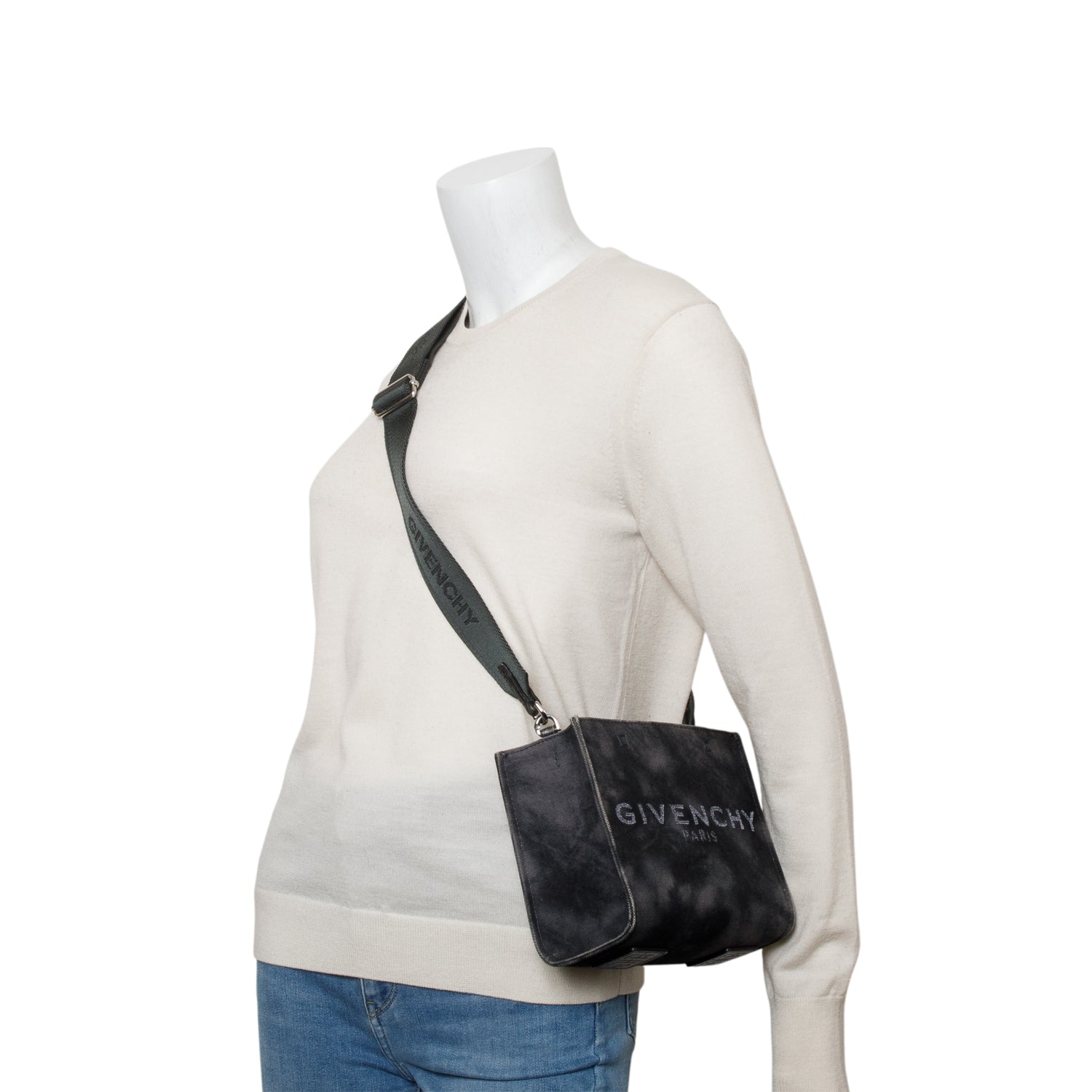 Givenchy 2023 Grey Mini G Tote Canvas Bag w/ Strap