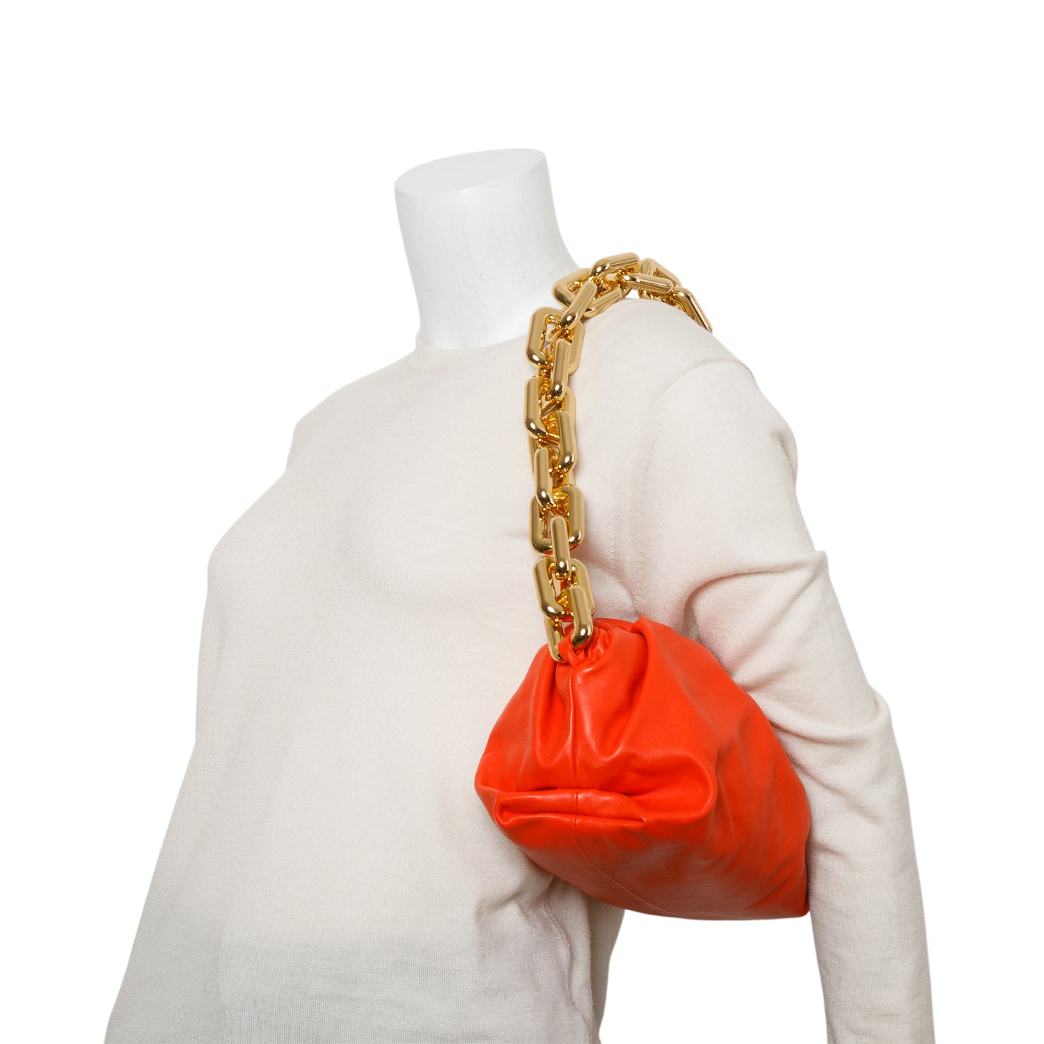 Bottega Veneta Orange Nappa Leather The Chain Pouch