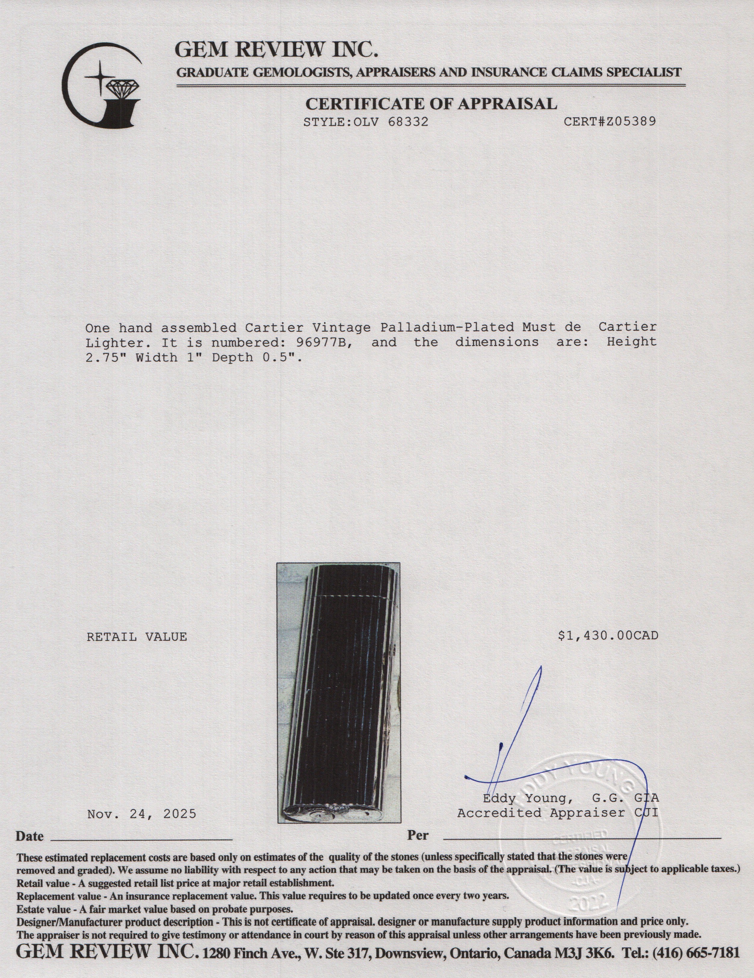 Cartier Vintage Palladium-Plated Must de Cartier Lighter