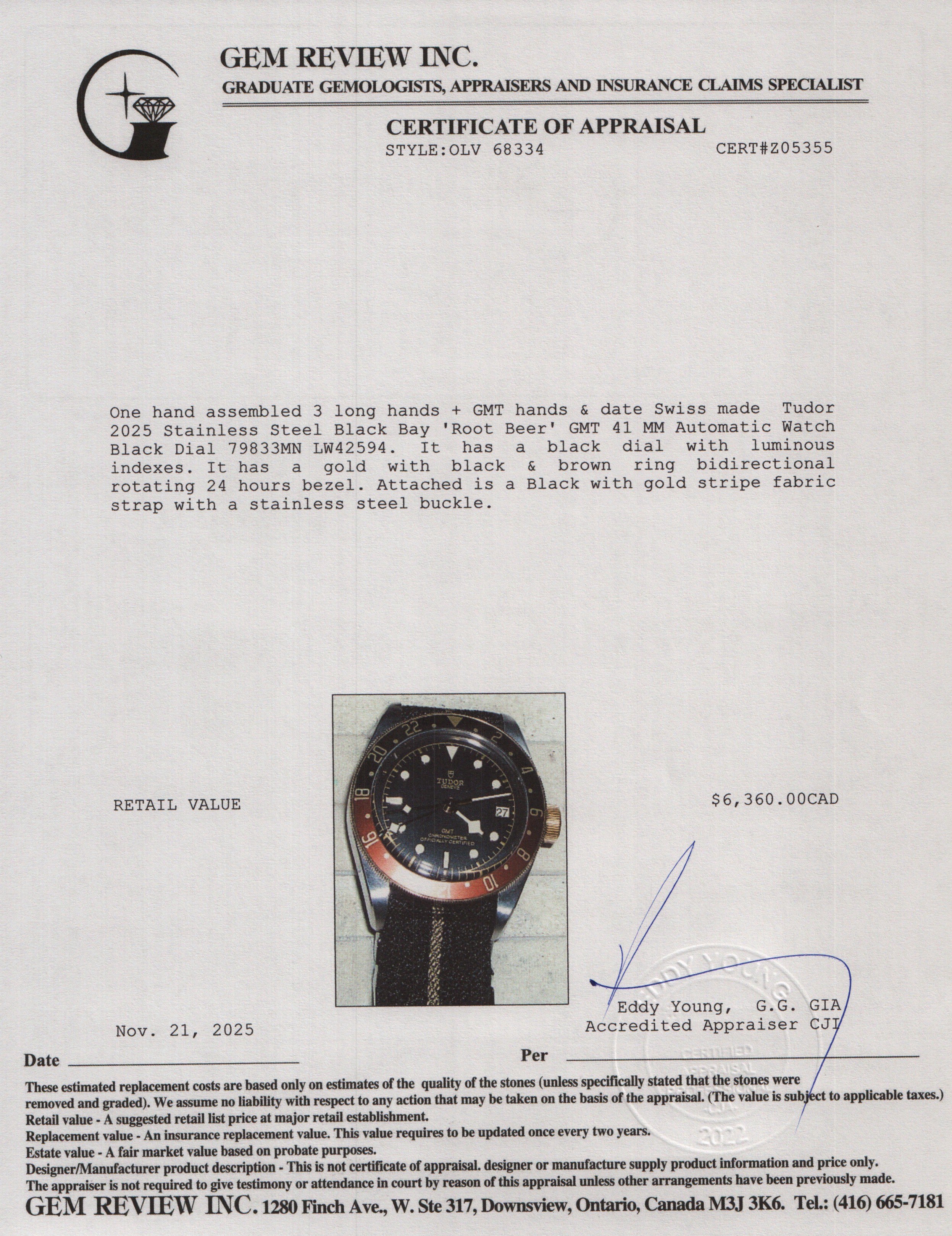 Tudor 2025 Stainless Steel Black Bay 'Root Beer' GMT 41 MM Automatic Watch Black Dial 79833MN w/ Box & Papers