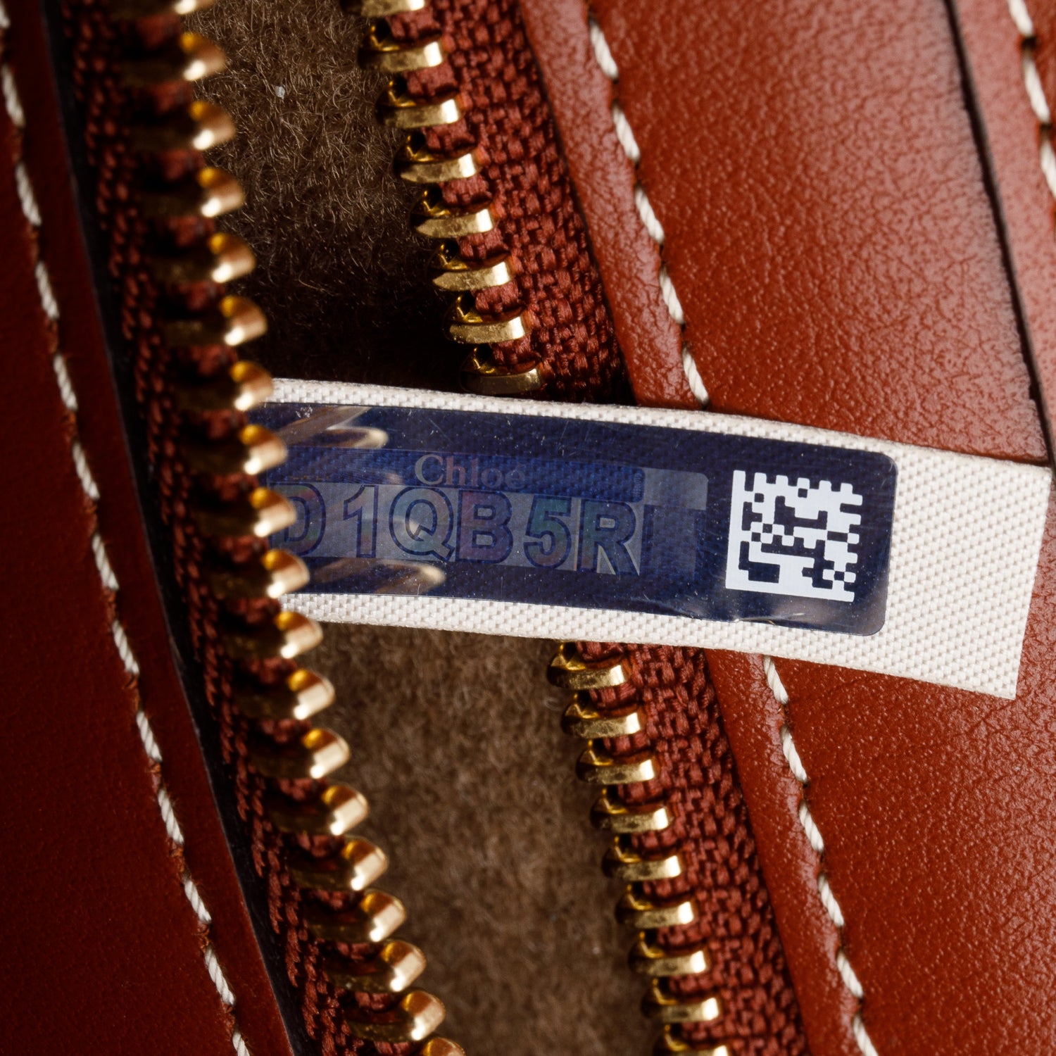 Chloe 2021 Brown Linen Calfskin Small Woody Ribbon Tote w/ Strap