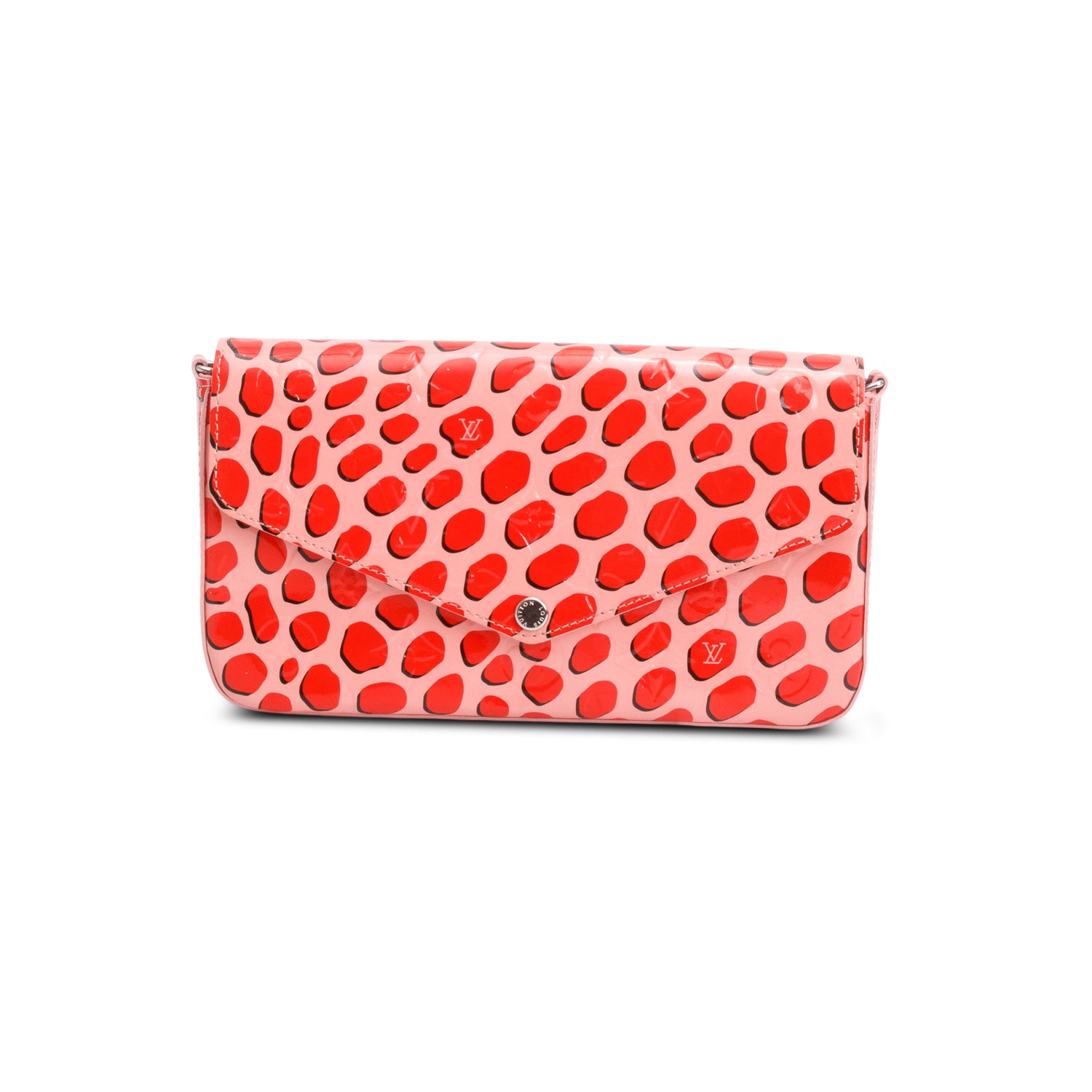 Louis Vuitton Pink Vernis Jungle Dots Pochette Felicie Chain Wallet w/ Insert