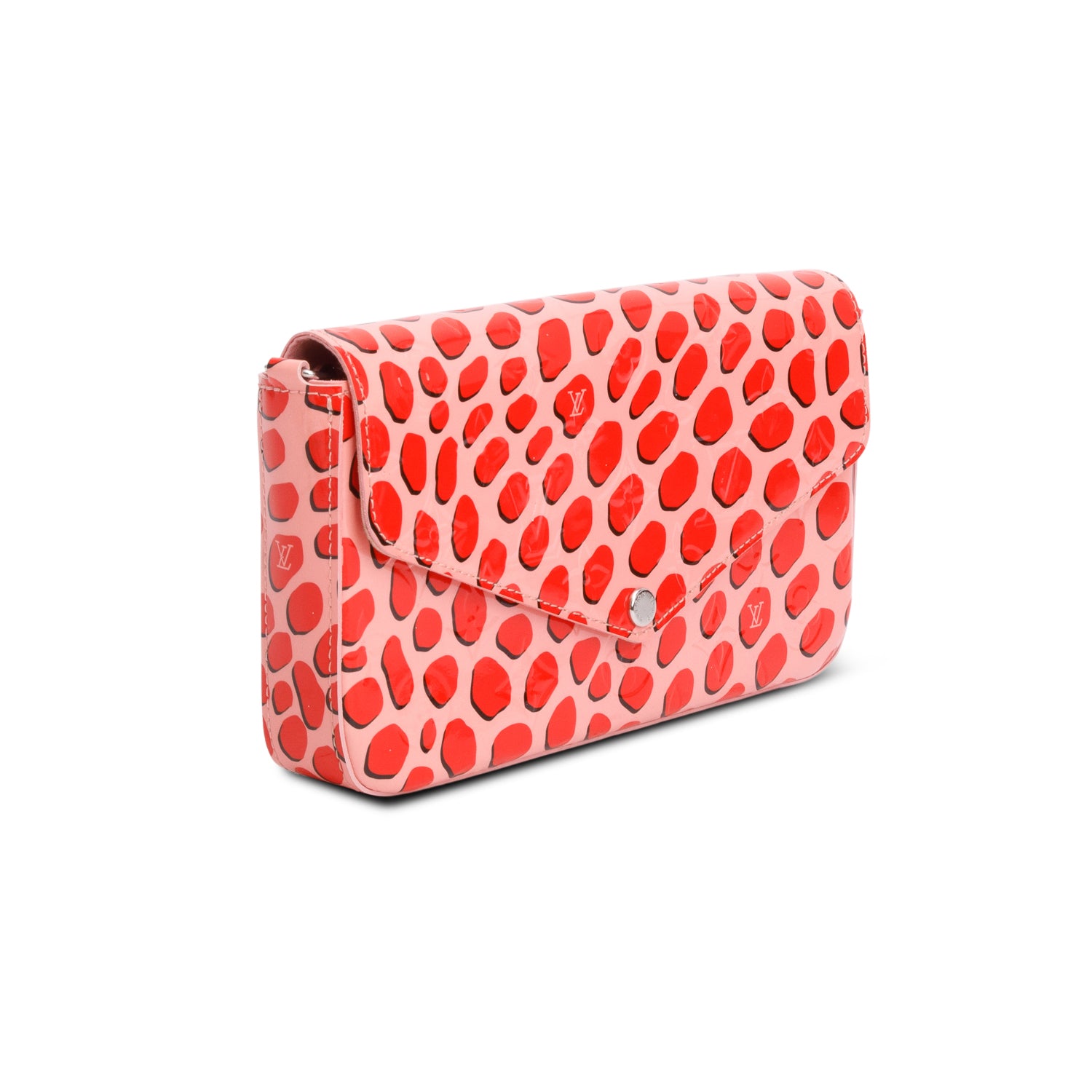 Louis Vuitton Pink Vernis Jungle Dots Pochette Felicie Chain Wallet w/ Insert