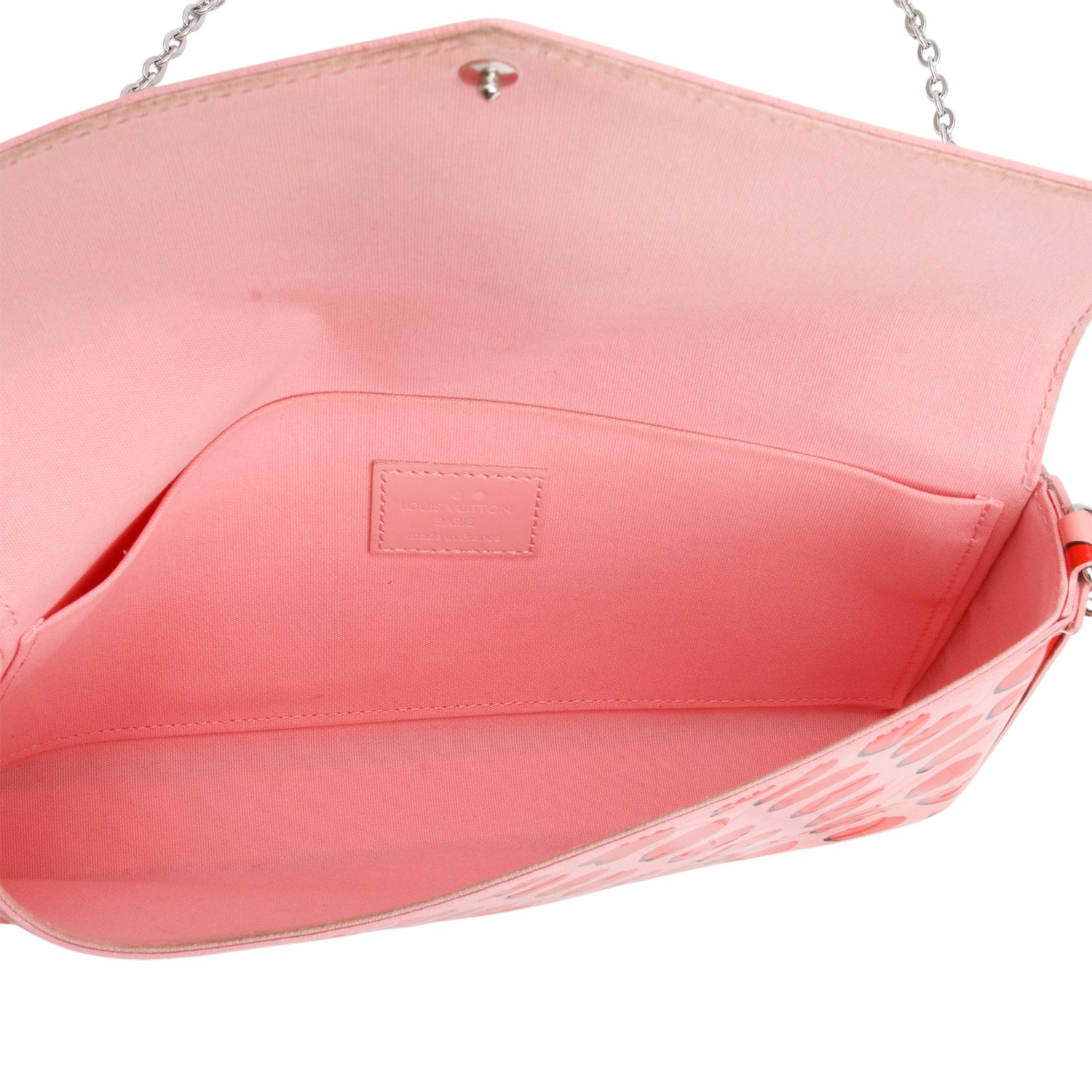 Louis Vuitton Pink Vernis Jungle Dots Pochette Felicie Chain Wallet w/ Insert