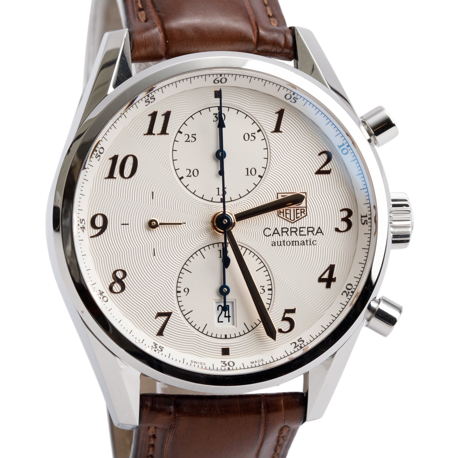 Tag Heuer Stainless Steel Carrera Calibre 16 Heritage 41 MM Automatic Chronograph Watch Silver Dial CAS2112