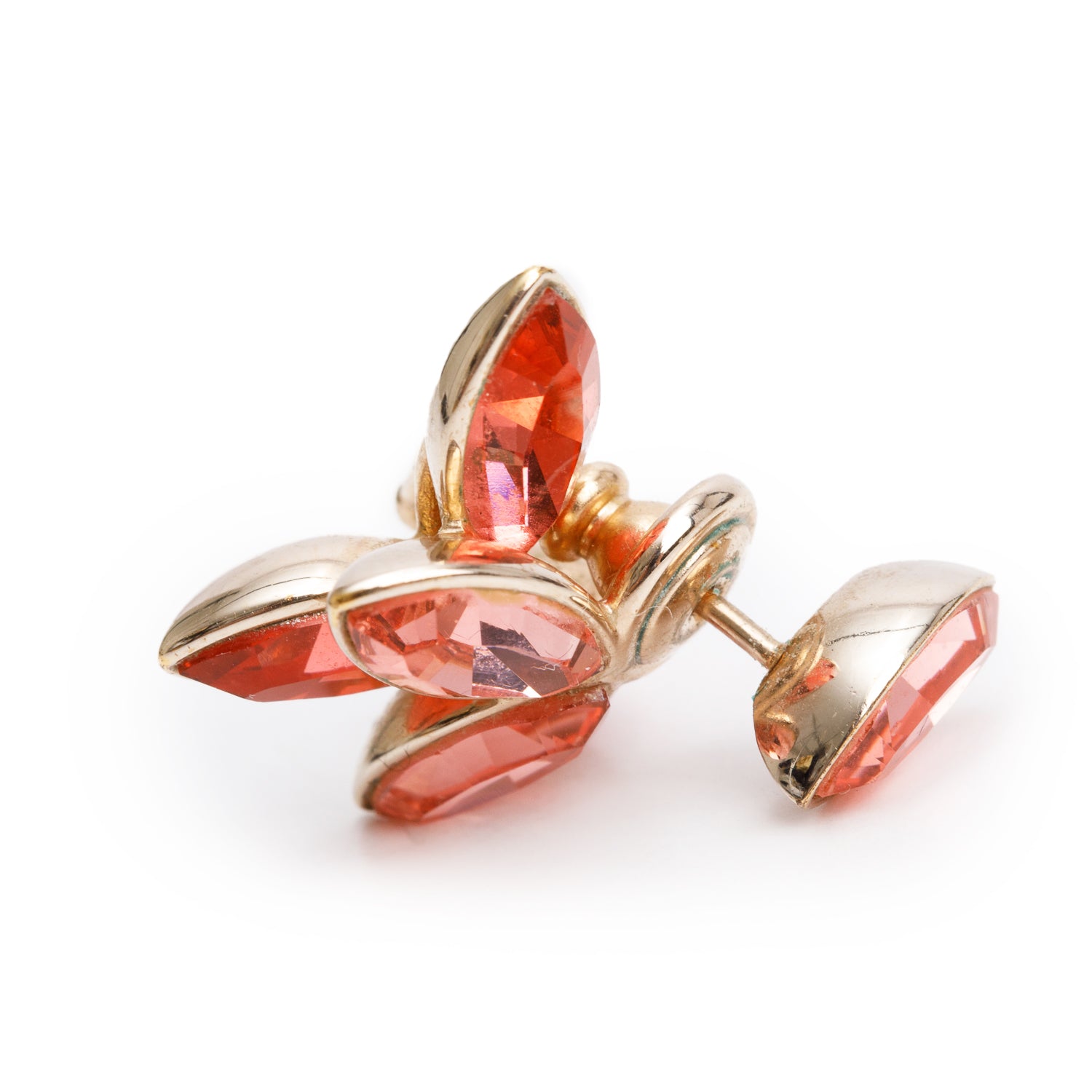 Christian Dior Gold Plated Pink Crystal Mise En Dior Tribale Petal Single Earring