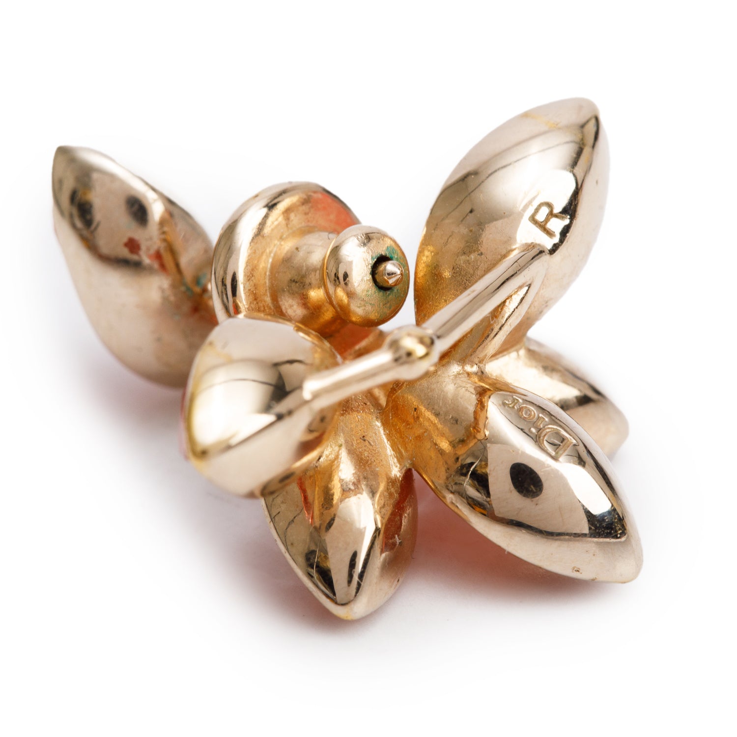 Christian Dior Gold Plated Pink Crystal Mise En Dior Tribale Petal Single Earring