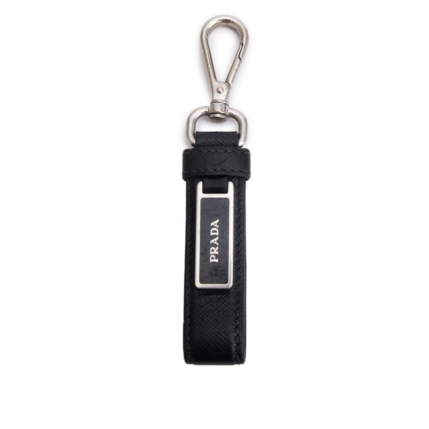 小物 1999FW PRADA studs leather key ring Prada Black Saffiano