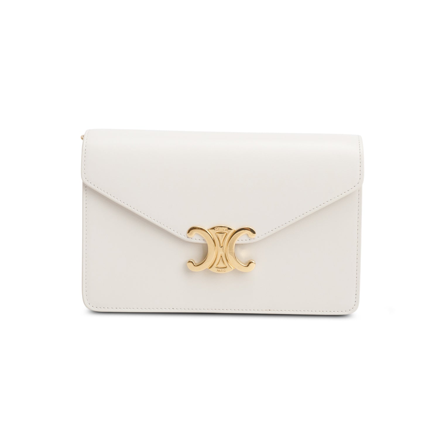 Celine 2025 White Shiny Calfskin Margo Wallet on Chain
