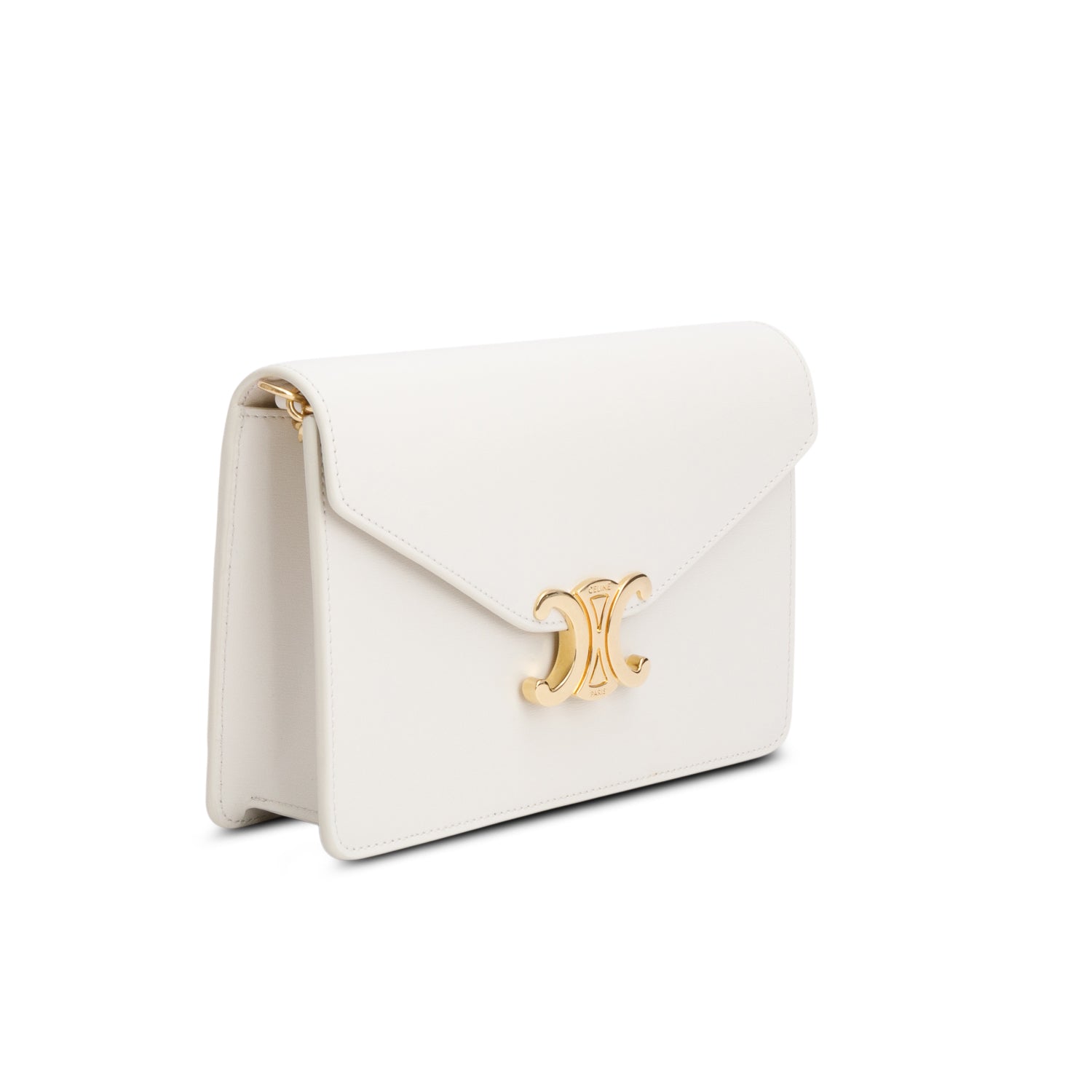 Celine 2025 White Shiny Calfskin Margo Wallet on Chain