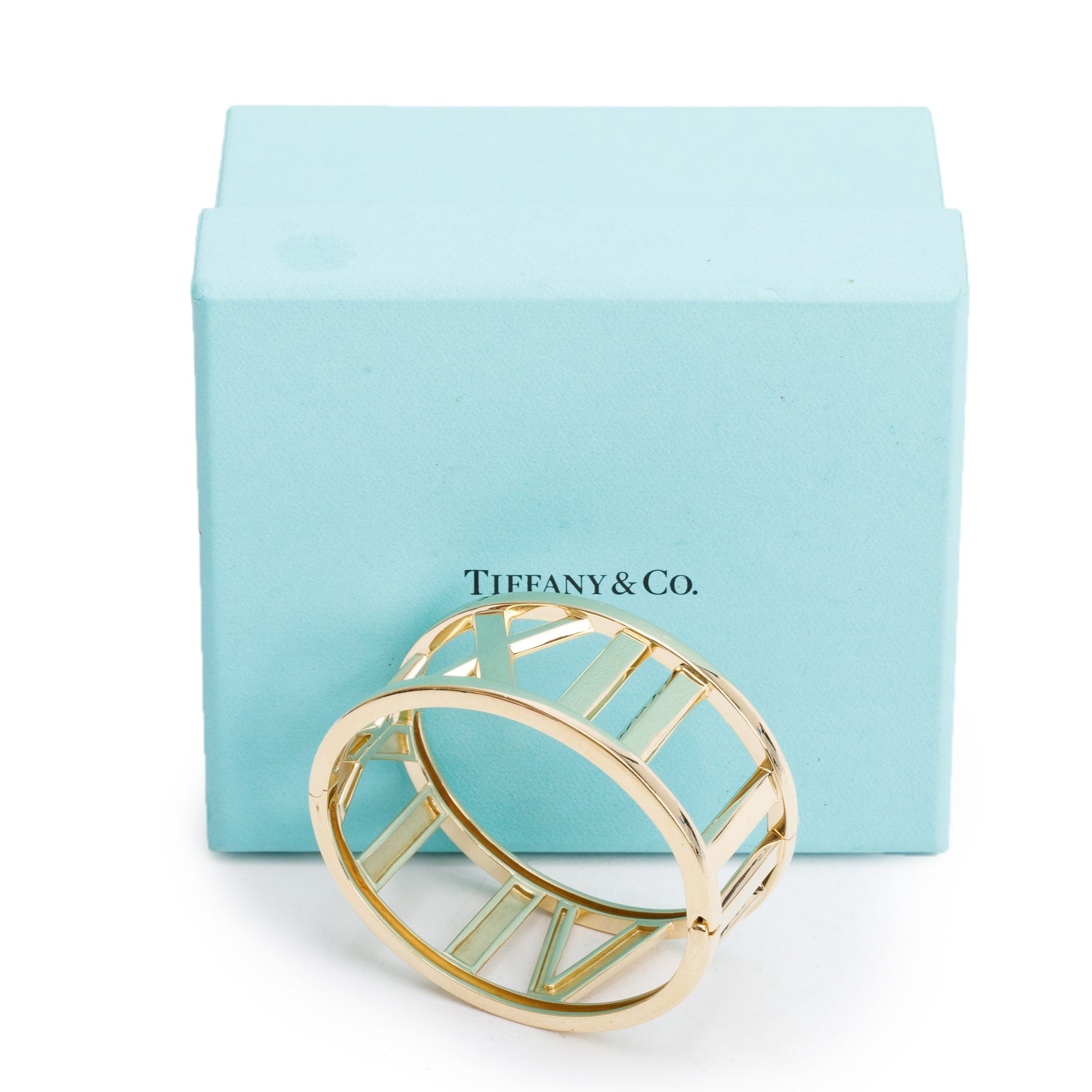 Tiffany & Co. Vintage 18k Yellow Gold Atlas Wide Bangle Bracelet w/ Box