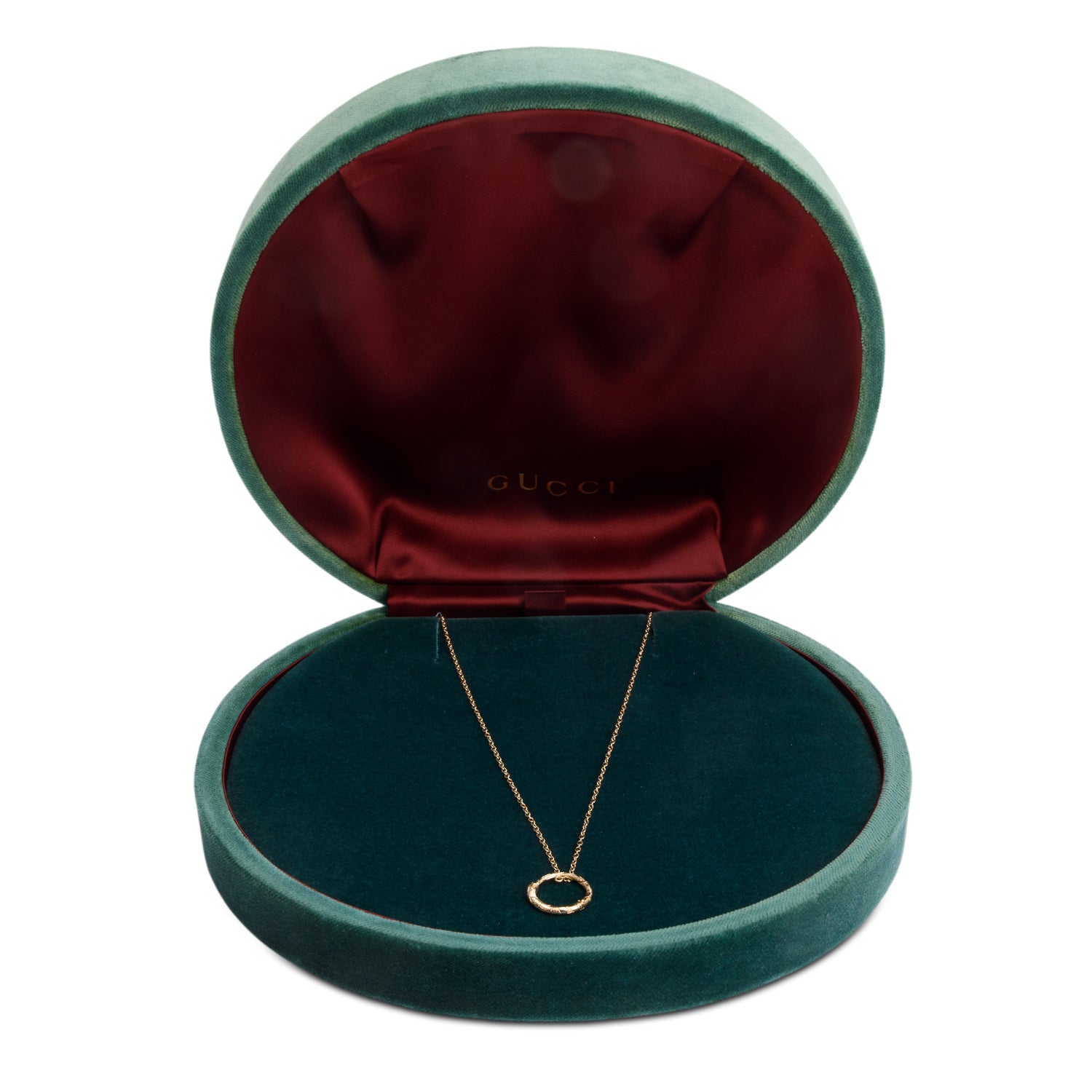 Gucci 18k Yellow Gold Ouroboros Snake Circle Pendant Necklace w/ Box