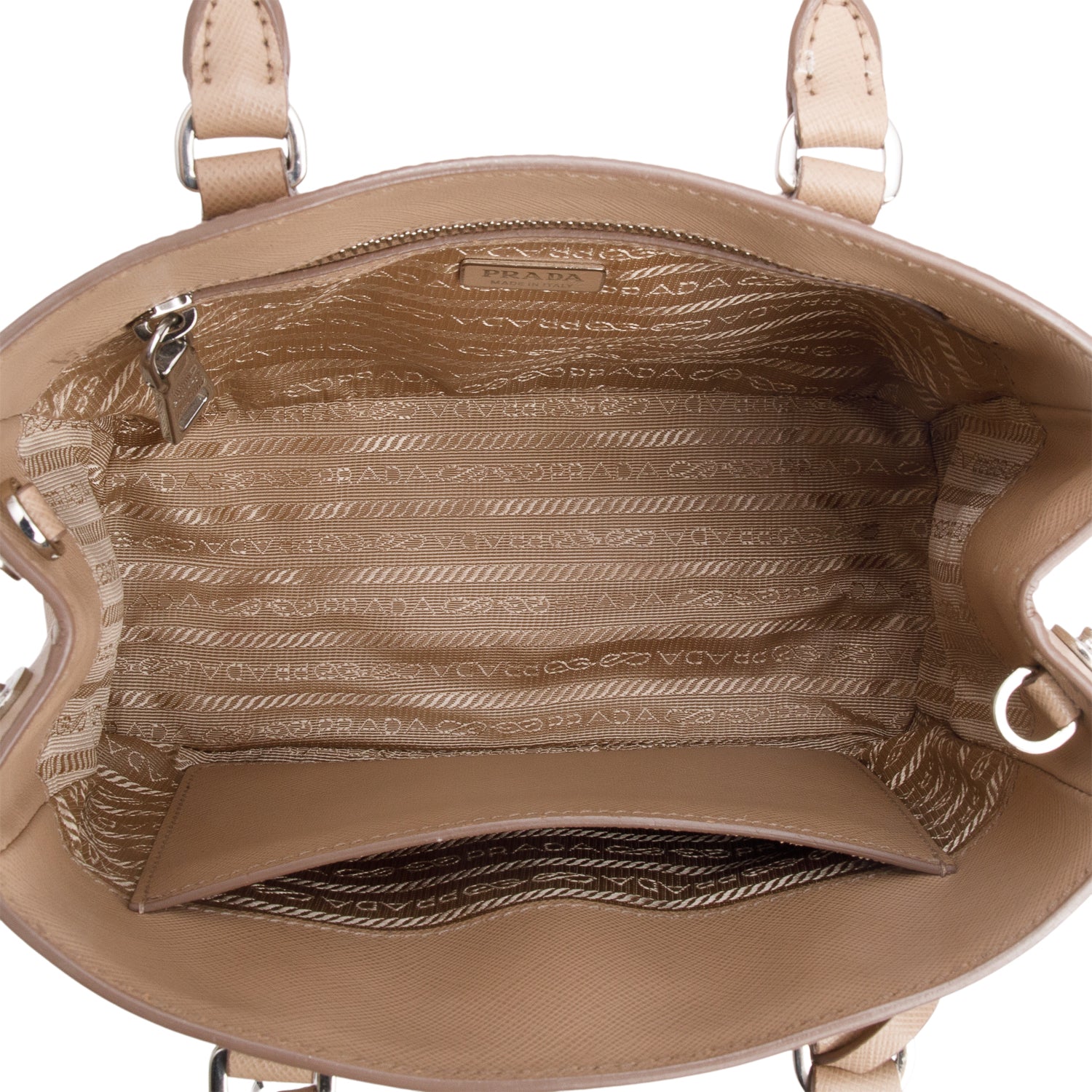 Prada 2022 Beige Saffiano Leather Mini Tote w/ Strap, Coin Pouch & Authenticity Card