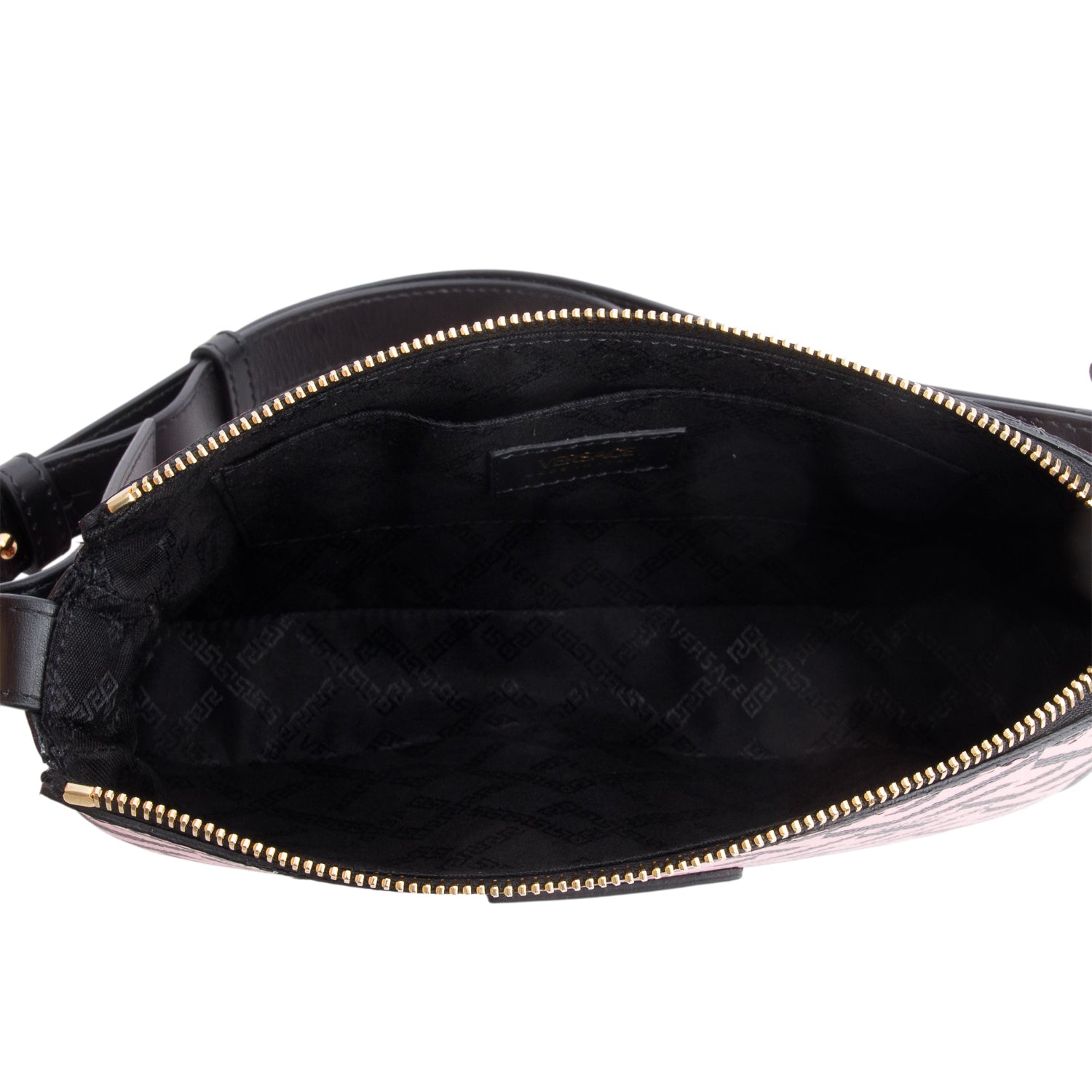 Versace Pink Coated Canvas Calfskin La Greca Shoulder Bag