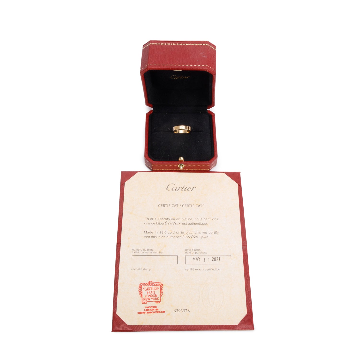 Cartier 2021 18k Yellow Gold 1 Diamond 4 MM Love Wedding Band Ring, Size 51 5.5 w/ Box & Certificate